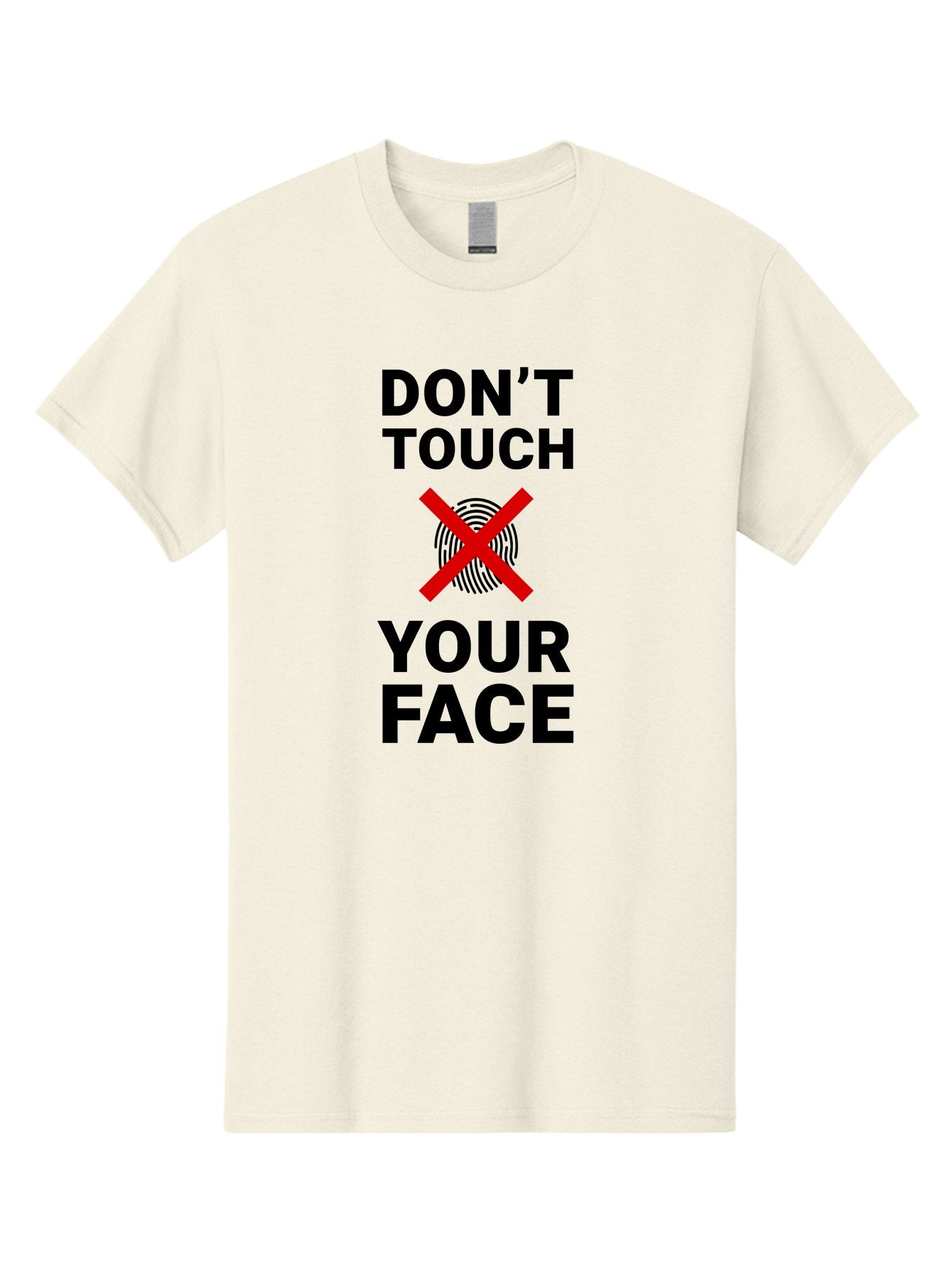 Don-T-Touch-Your-Face Men'S Graphic Tee, 100% Cotton, Comfortable Casual Summer Wear, Machine Washable, Public Health Warning, Hygiene Reminder, Face Touching Prevention, Fingerprint Graphic, Red Cross Symbol, Health Safety Message, Aab901 12