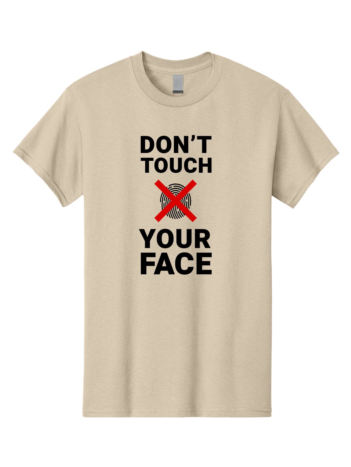 Don-T-Touch-Your-Face Men'S Graphic Tee, 100% Cotton, Comfortable Casual Summer Wear, Machine Washable, Public Health Warning, Hygiene Reminder, Face Touching Prevention, Fingerprint Graphic, Red Cross Symbol, Health Safety Message, Aab901 13