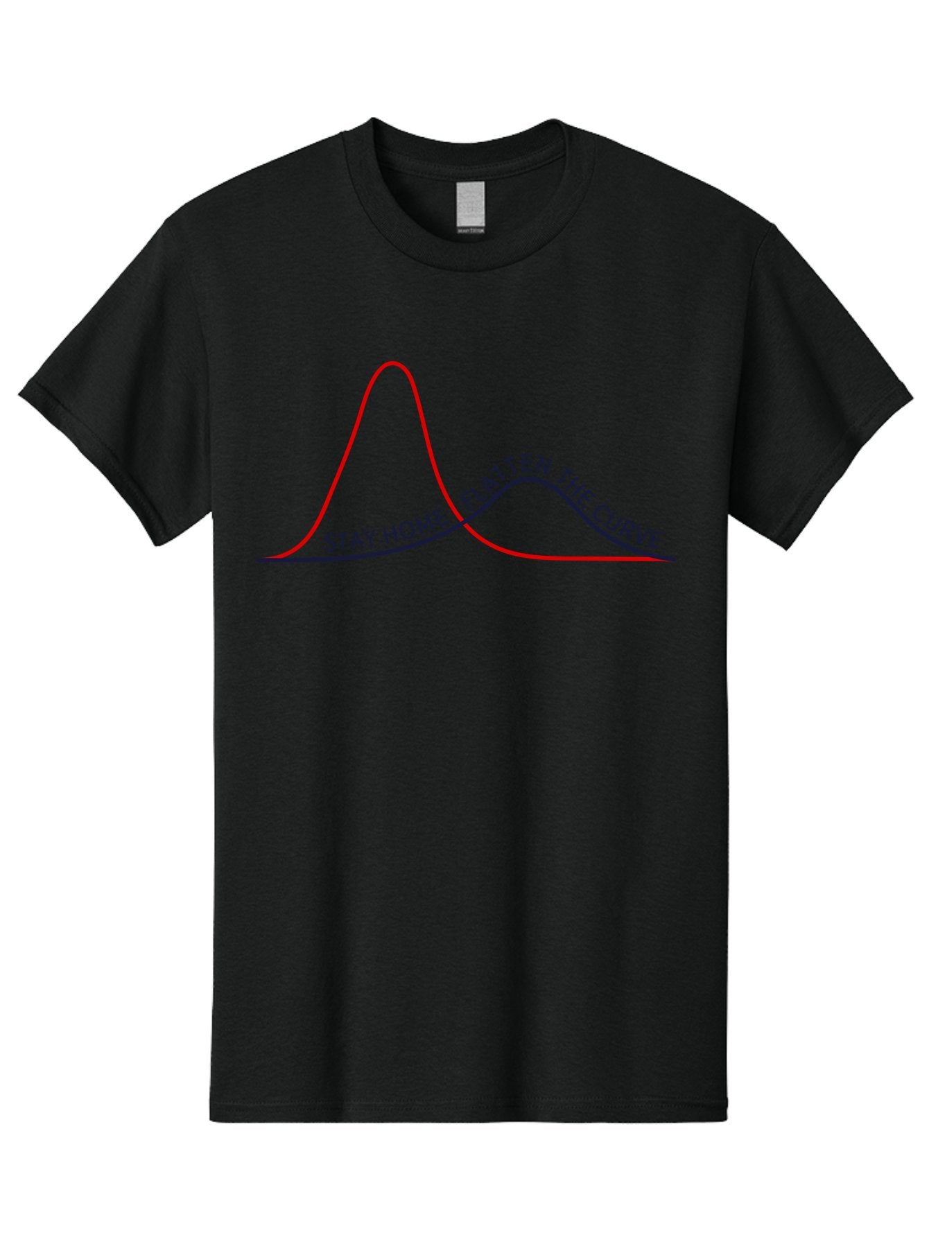 Flatten-The-Curve Men'S Graphic Tee, 100% Cotton, Comfortable Casual Summer Wear, Machine Washable, Flatten The Curve Graph, Covid-19 Prevention, Stay Home Message, Public Health Awareness, Pandemic Control, Epidemiology Chart, Aab903 3