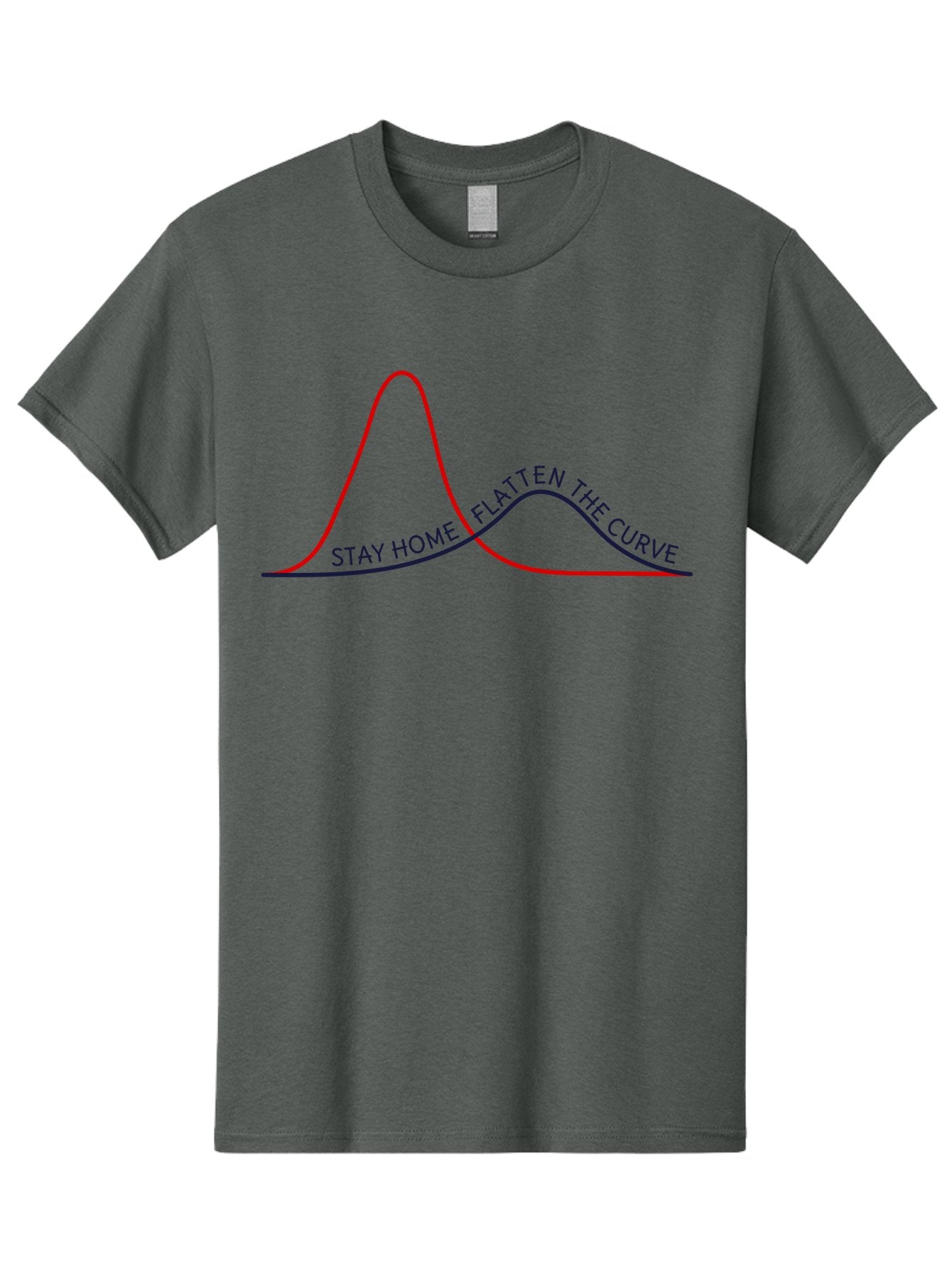 Flatten-The-Curve Men'S Graphic Tee, 100% Cotton, Comfortable Casual Summer Wear, Machine Washable, Flatten The Curve Graph, Covid-19 Prevention, Stay Home Message, Public Health Awareness, Pandemic Control, Epidemiology Chart, Aab903