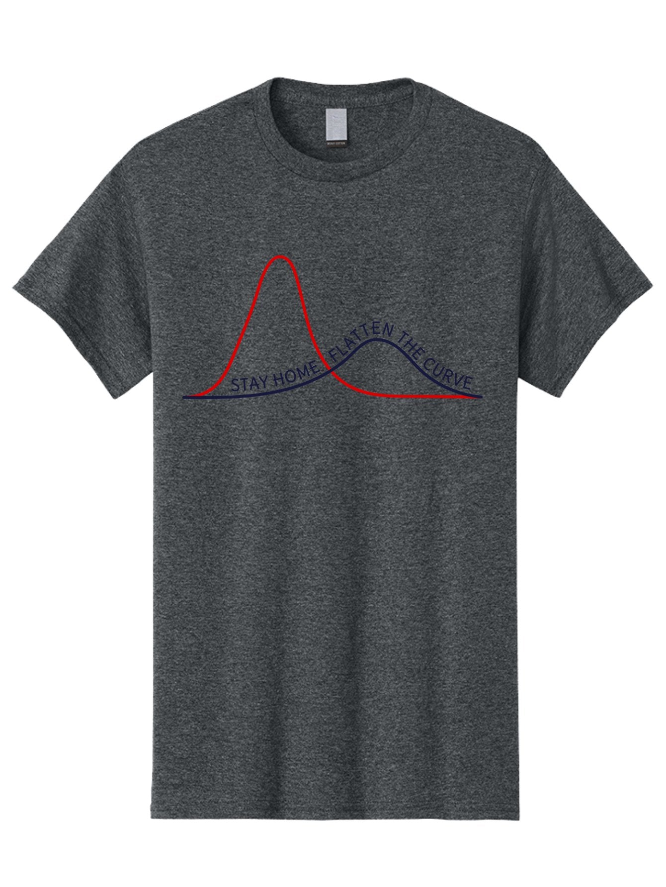 Flatten-The-Curve Men'S Graphic Tee, 100% Cotton, Comfortable Casual Summer Wear, Machine Washable, Flatten The Curve Graph, Covid-19 Prevention, Stay Home Message, Public Health Awareness, Pandemic Control, Epidemiology Chart, Aab903 13