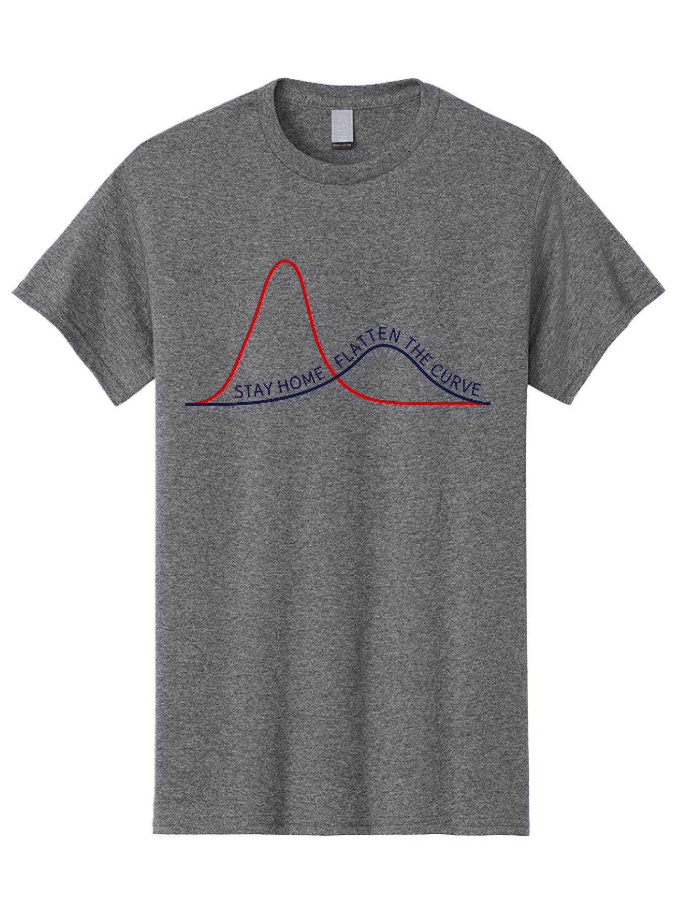 Flatten-The-Curve Men'S Graphic Tee, 100% Cotton, Comfortable Casual Summer Wear, Machine Washable, Flatten The Curve Graph, Covid-19 Prevention, Stay Home Message, Public Health Awareness, Pandemic Control, Epidemiology Chart, Aab903 11