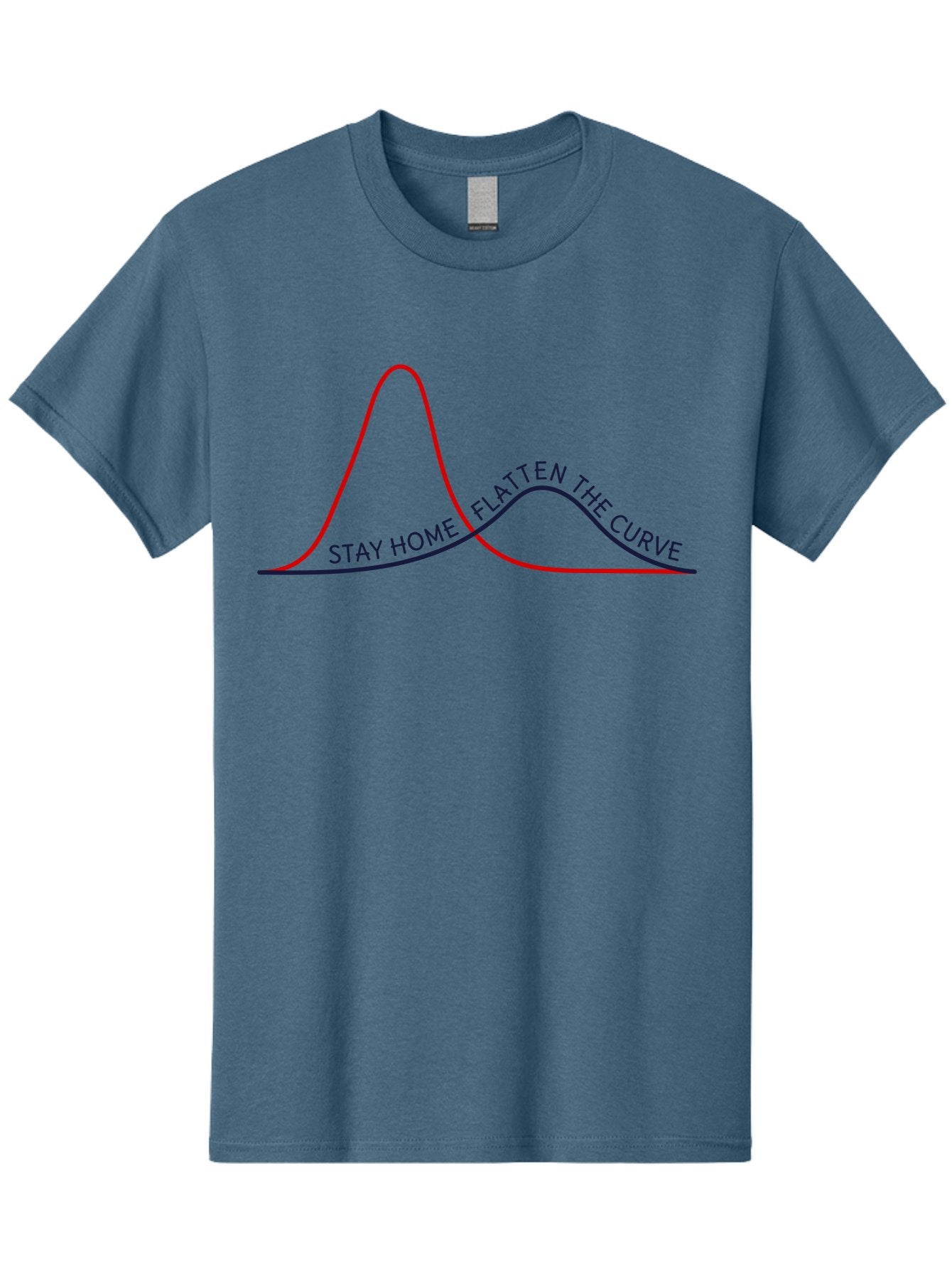 Flatten-The-Curve Men'S Graphic Tee, 100% Cotton, Comfortable Casual Summer Wear, Machine Washable, Flatten The Curve Graph, Covid-19 Prevention, Stay Home Message, Public Health Awareness, Pandemic Control, Epidemiology Chart, Aab903 10