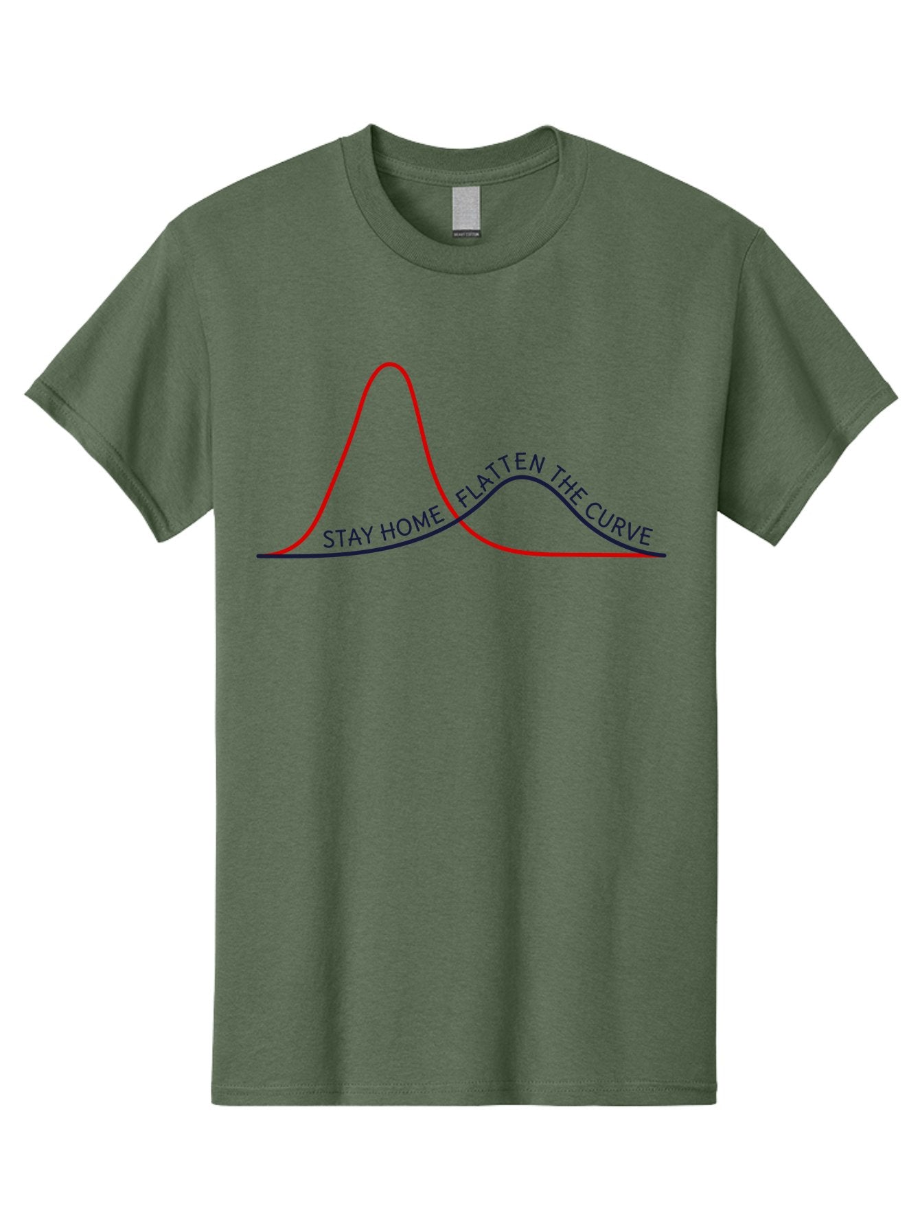 Flatten-The-Curve Men'S Graphic Tee, 100% Cotton, Comfortable Casual Summer Wear, Machine Washable, Flatten The Curve Graph, Covid-19 Prevention, Stay Home Message, Public Health Awareness, Pandemic Control, Epidemiology Chart, Aab903 6