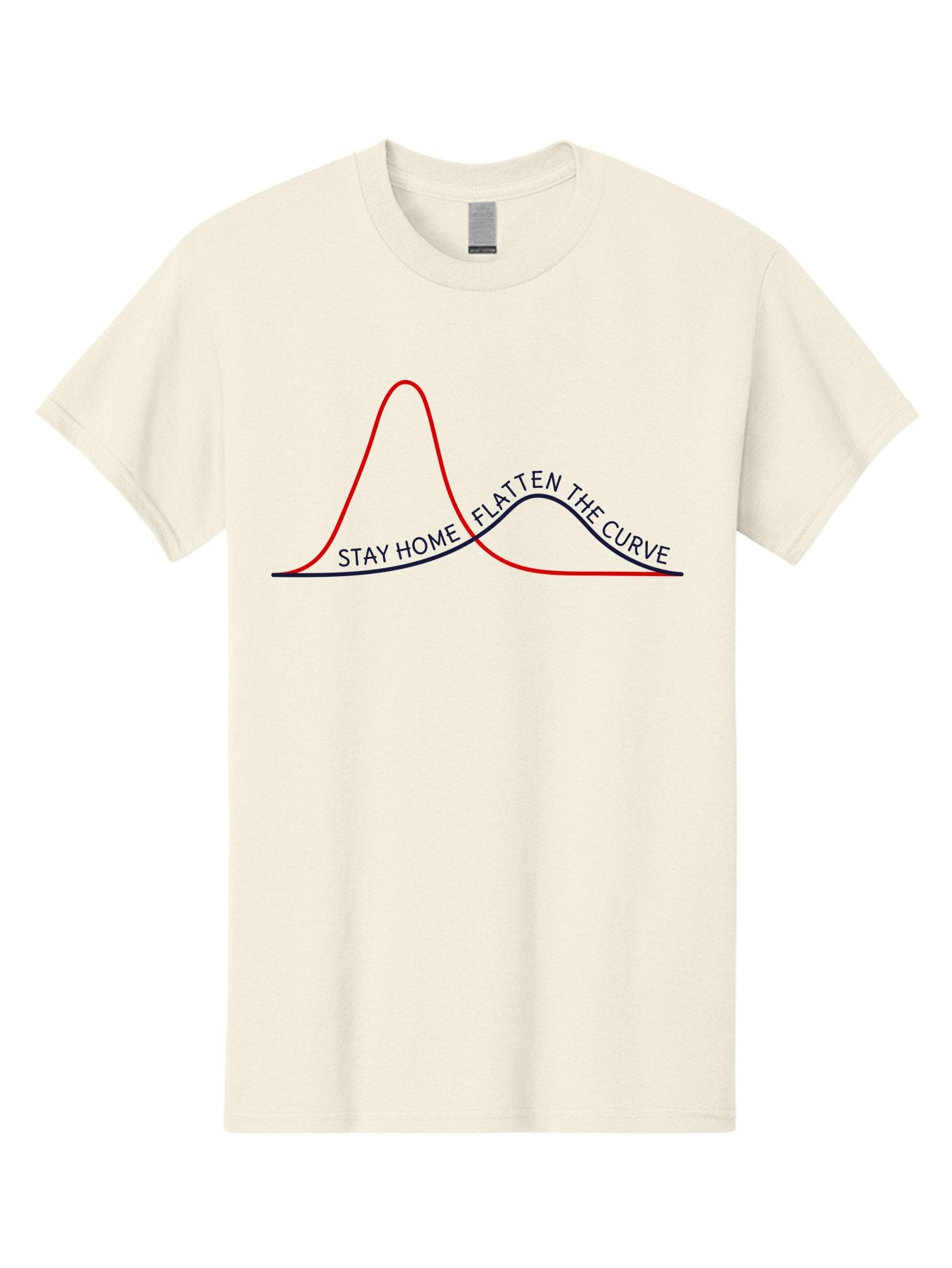 Flatten-The-Curve Men'S Graphic Tee, 100% Cotton, Comfortable Casual Summer Wear, Machine Washable, Flatten The Curve Graph, Covid-19 Prevention, Stay Home Message, Public Health Awareness, Pandemic Control, Epidemiology Chart, Aab903 15