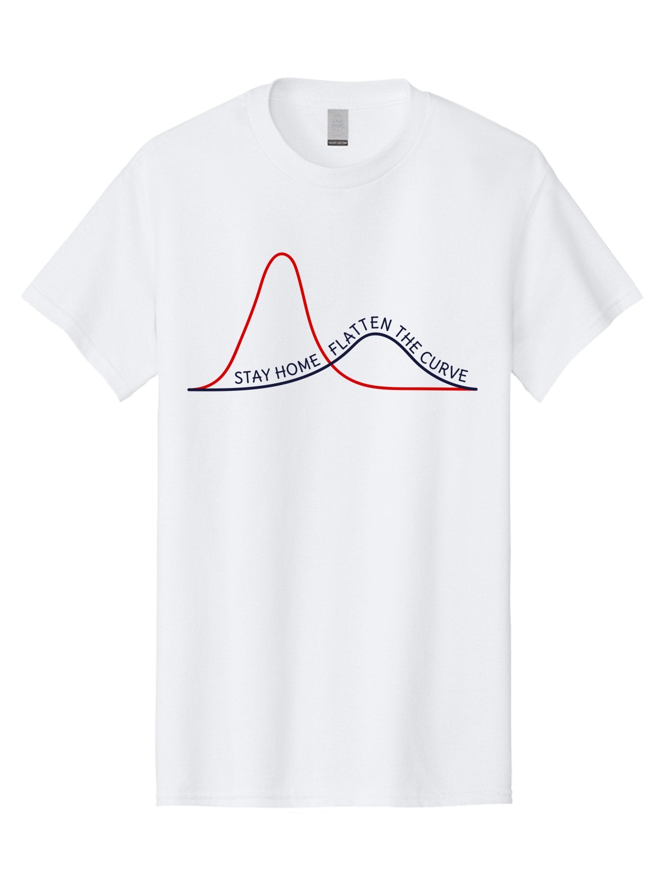 Flatten-The-Curve Men'S Graphic Tee, 100% Cotton, Comfortable Casual Summer Wear, Machine Washable, Flatten The Curve Graph, Covid-19 Prevention, Stay Home Message, Public Health Awareness, Pandemic Control, Epidemiology Chart, Aab903