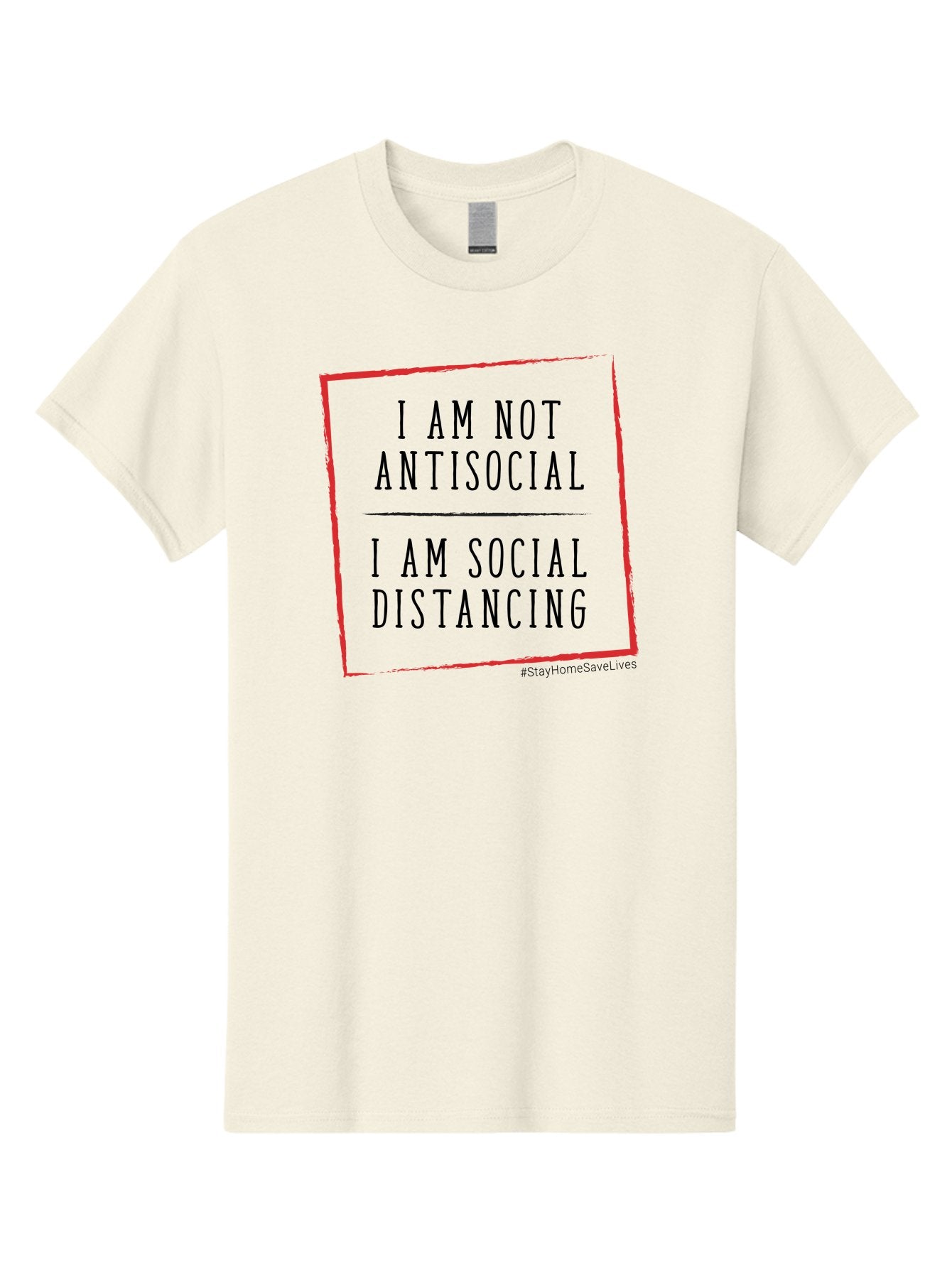 I-Am-Not-Antisocial-I-Am-Social-Distancing Men'S Graphic Tee, 100% Cotton, Comfortable Casual Summer Wear, Machine Washable, Social Distancing Awareness, Stay Home Save Lives, Covid-19 Prevention, Coronavirus Safety, Public Health Message, Aab904