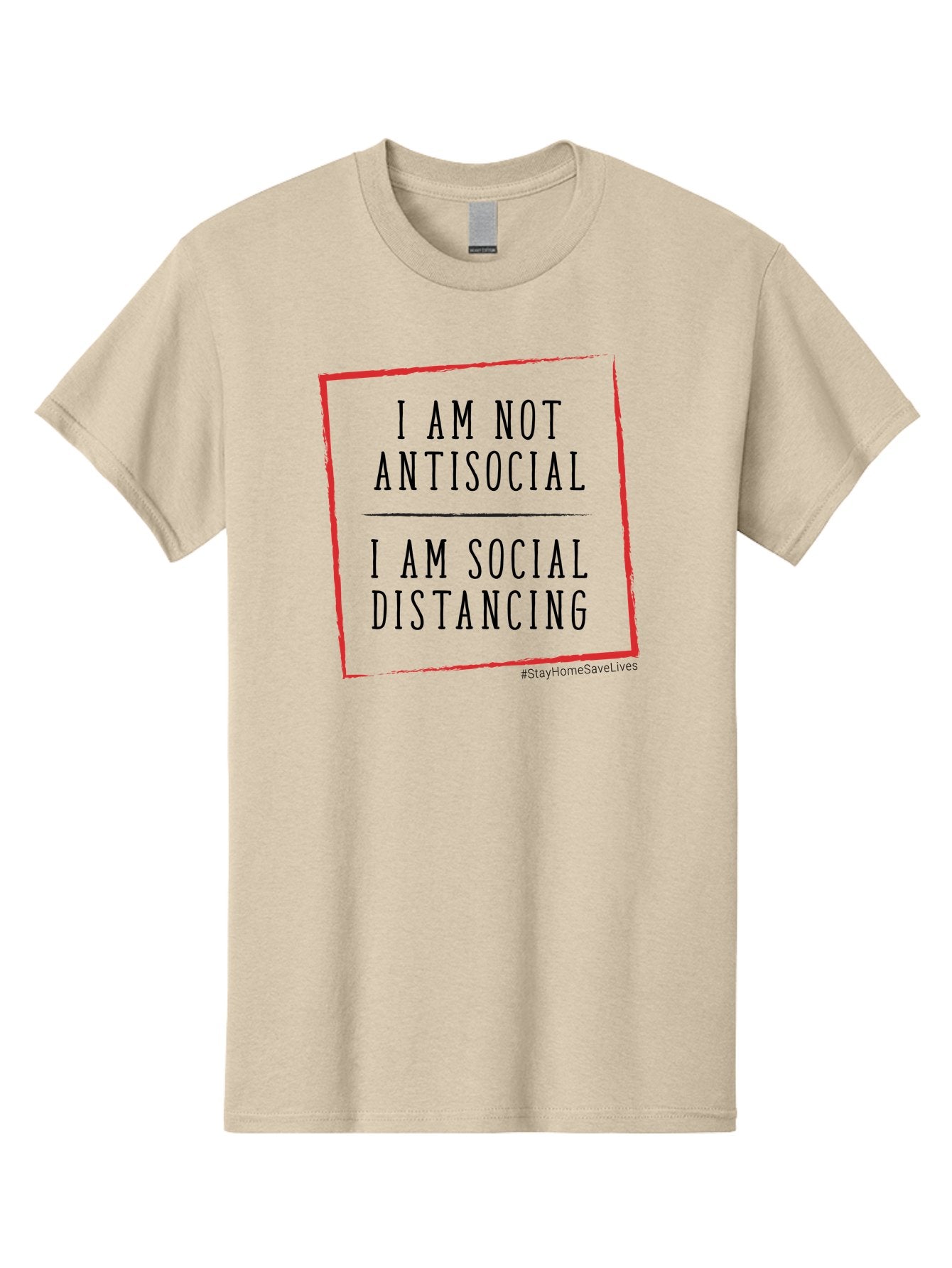 I-Am-Not-Antisocial-I-Am-Social-Distancing Men'S Graphic Tee, 100% Cotton, Comfortable Casual Summer Wear, Machine Washable, Social Distancing Awareness, Stay Home Save Lives, Covid-19 Prevention, Coronavirus Safety, Public Health Message, Aab904