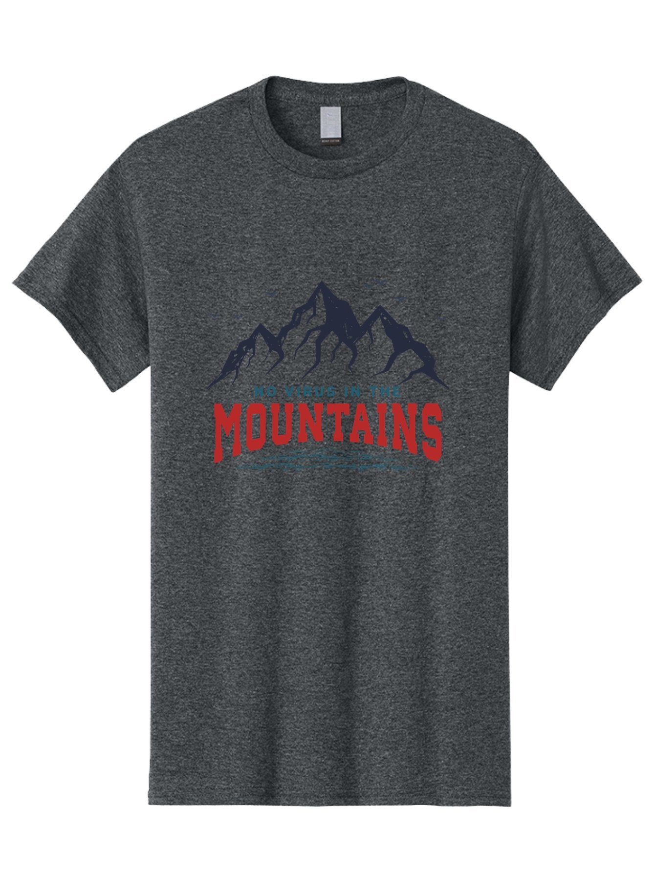No-Virus-In-The-Mountains Men'S Graphic Tee, 100% Cotton, Comfortable Casual Summer Wear, Machine Washable, Mountain Landscape, Birds Flying, Lake Reflection, Inspiring Quote, Motivational Message, Serene Scenery, Outdoor Adventure, Aab912 13