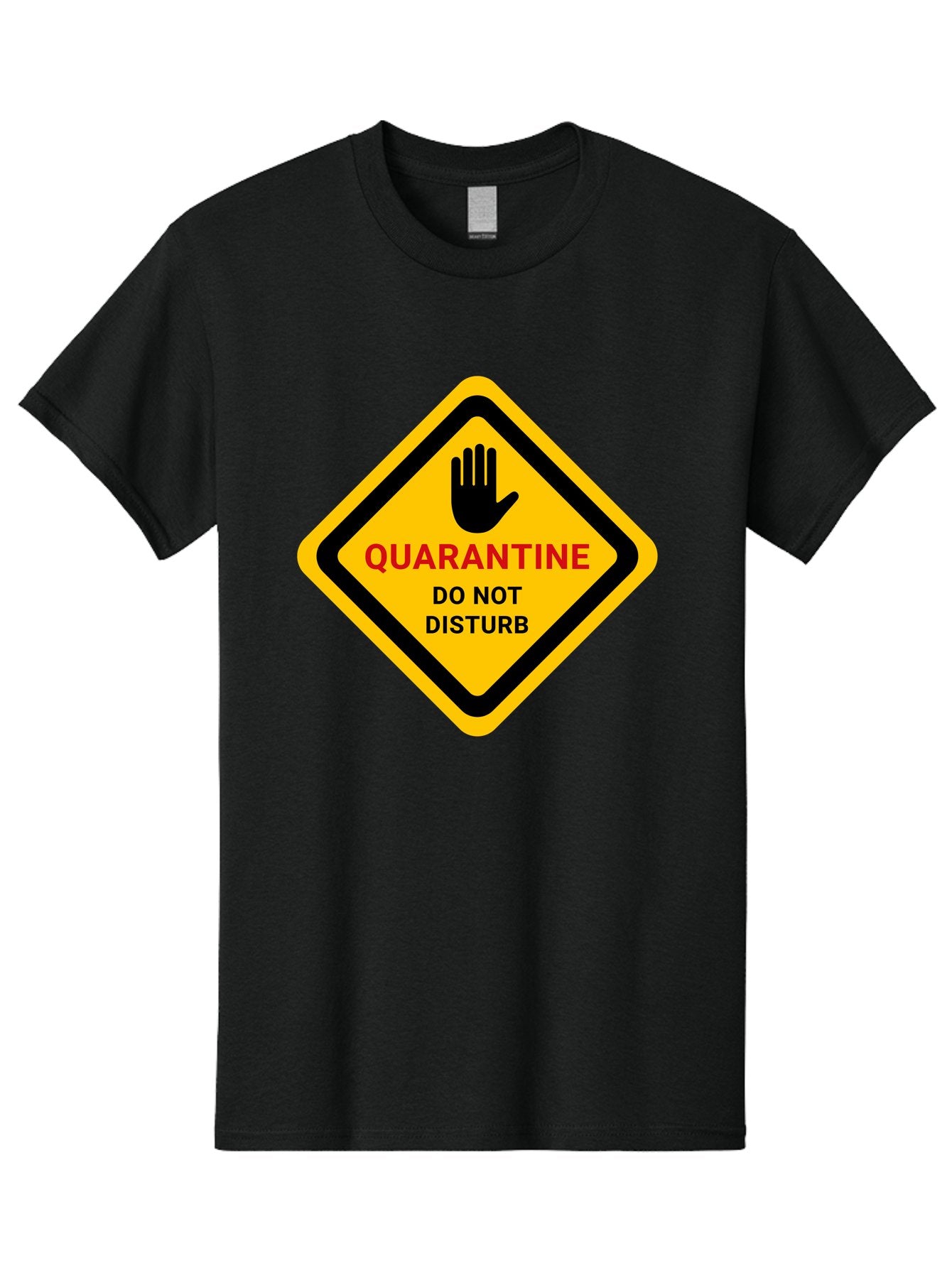 Quarantine-Warning-Sign Men'S Graphic Tee, 100% Cotton, Comfortable Casual Summer Wear, Machine Washable, Quarantine Sign, Warning Sign, Do Not Disturb, Hand Gesture, Caution Sign, Health Alert, Isolation Notice, Pandemic Warning Aab915 10