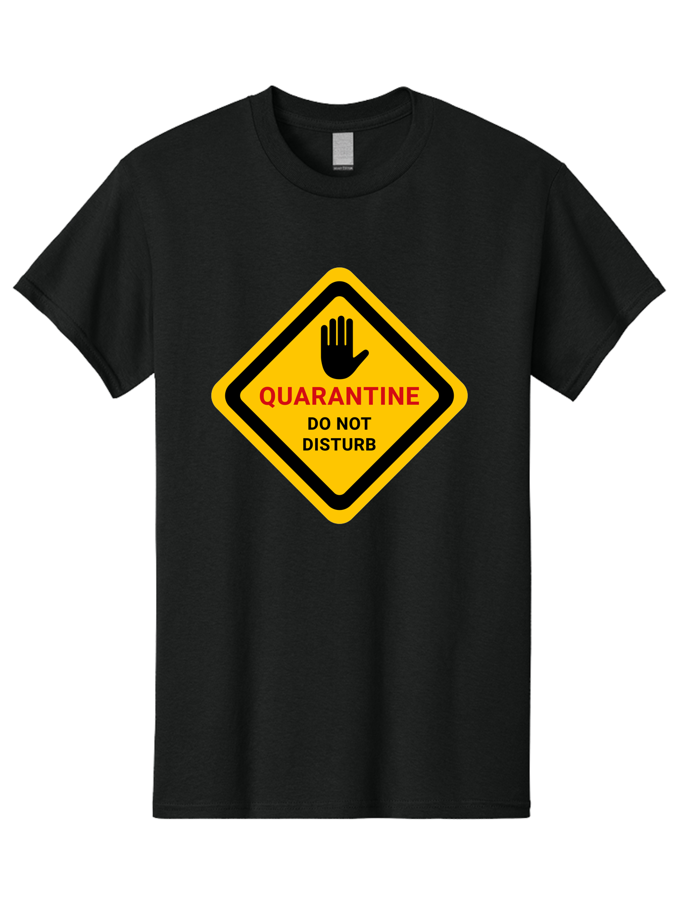 Quarantine-Warning-Sign Men'S Graphic Tee, 100% Cotton, Comfortable Casual Summer Wear, Machine Washable, Quarantine Sign, Warning Sign, Do Not Disturb, Hand Gesture, Caution Sign, Health Alert, Isolation Notice, Pandemic Warning Aab915 27