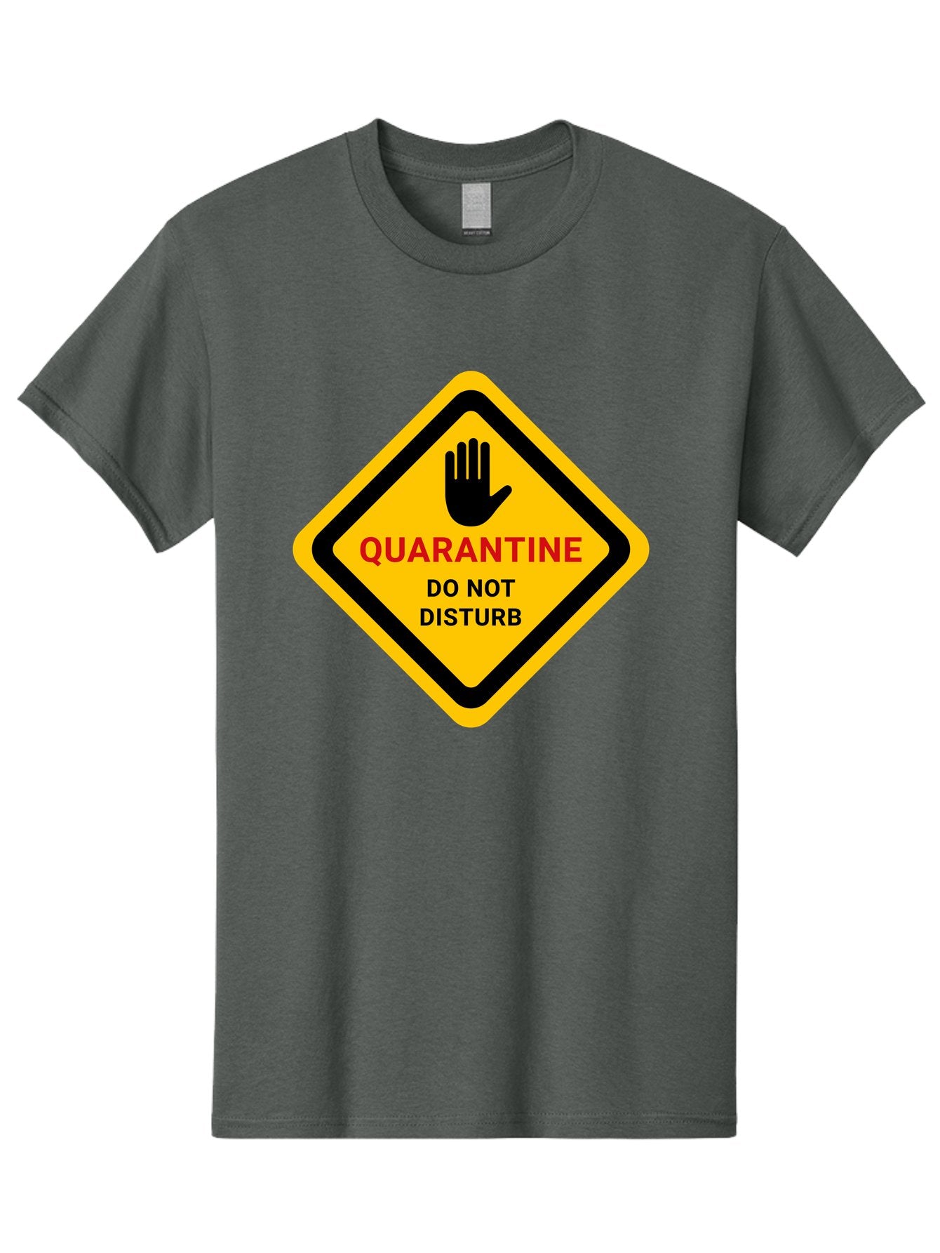 Quarantine-Warning-Sign Men'S Graphic Tee, 100% Cotton, Comfortable Casual Summer Wear, Machine Washable, Quarantine Sign, Warning Sign, Do Not Disturb, Hand Gesture, Caution Sign, Health Alert, Isolation Notice, Pandemic Warning Aab915