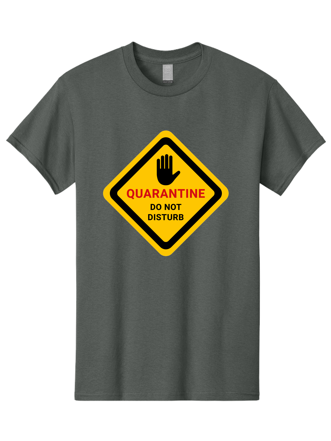 Quarantine-Warning-Sign Men'S Graphic Tee, 100% Cotton, Comfortable Casual Summer Wear, Machine Washable, Quarantine Sign, Warning Sign, Do Not Disturb, Hand Gesture, Caution Sign, Health Alert, Isolation Notice, Pandemic Warning Aab915 19