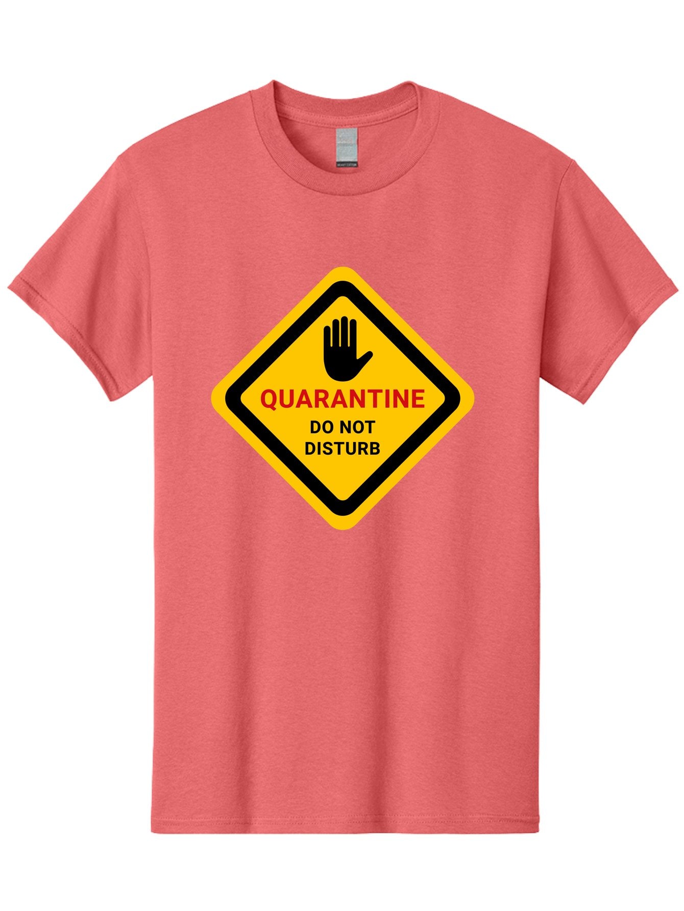 Quarantine-Warning-Sign Men'S Graphic Tee, 100% Cotton, Comfortable Casual Summer Wear, Machine Washable, Quarantine Sign, Warning Sign, Do Not Disturb, Hand Gesture, Caution Sign, Health Alert, Isolation Notice, Pandemic Warning Aab915 4
