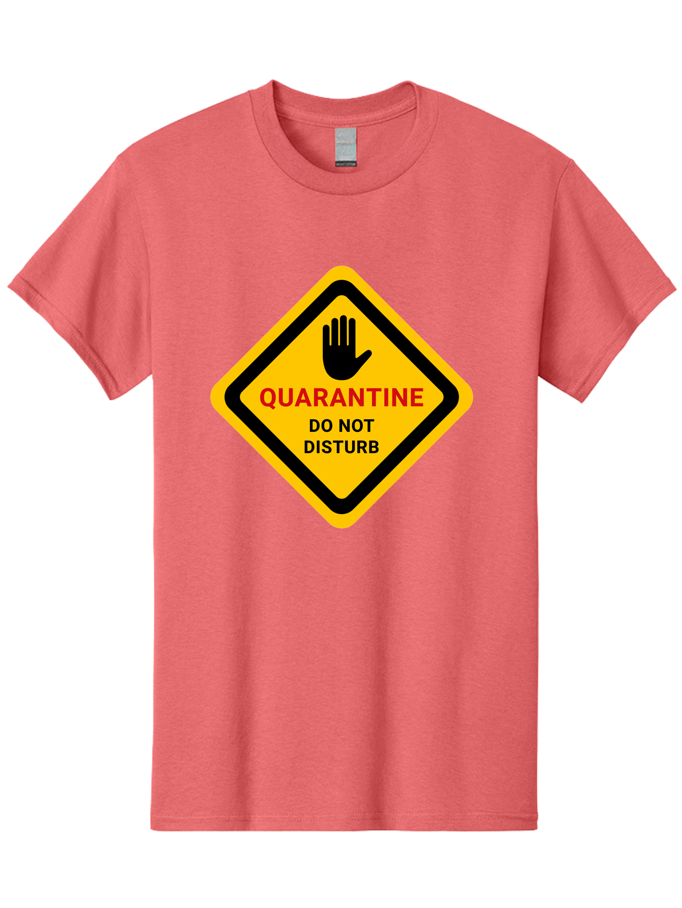 Quarantine-Warning-Sign Men'S Graphic Tee, 100% Cotton, Comfortable Casual Summer Wear, Machine Washable, Quarantine Sign, Warning Sign, Do Not Disturb, Hand Gesture, Caution Sign, Health Alert, Isolation Notice, Pandemic Warning Aab915 23