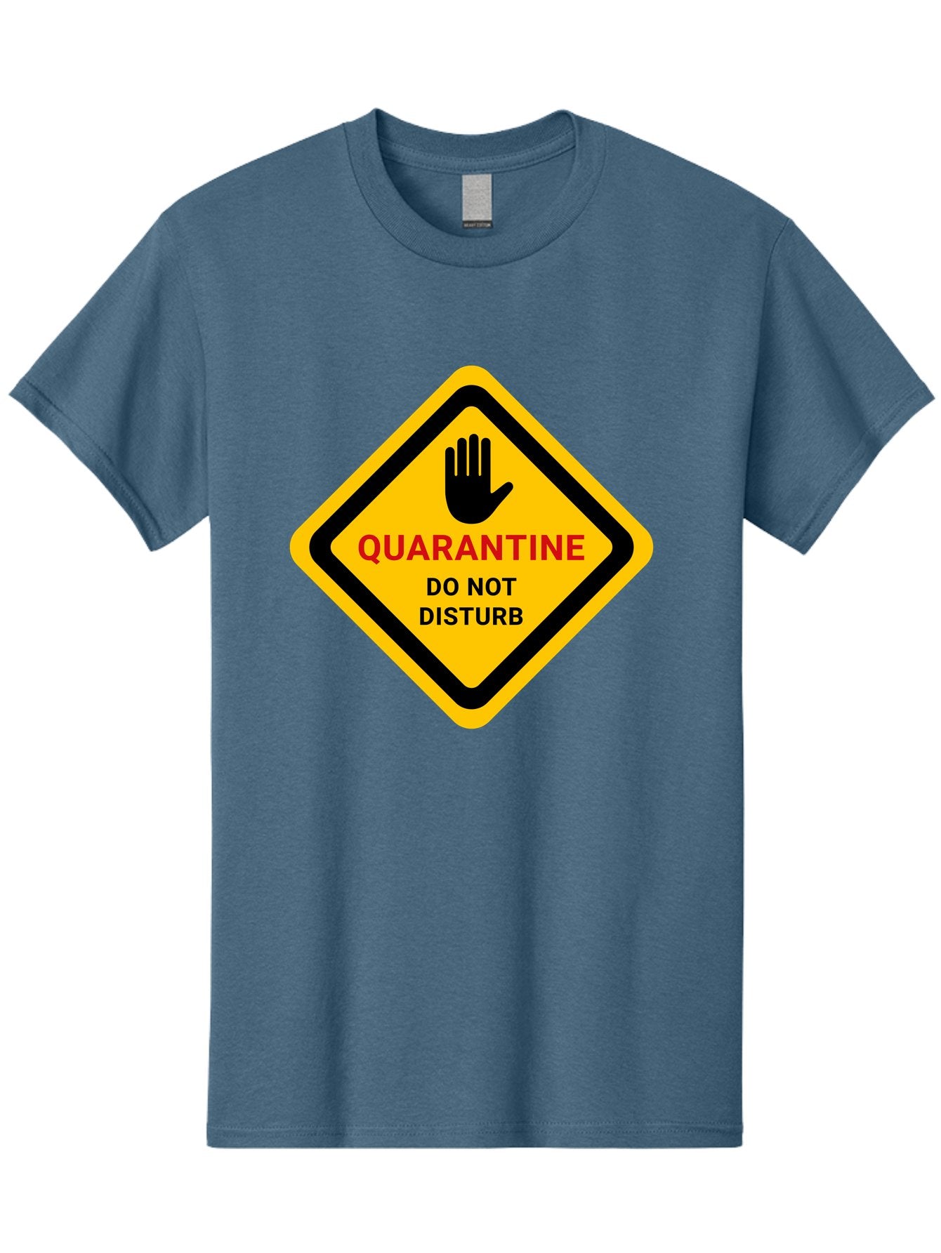 Quarantine-Warning-Sign Men'S Graphic Tee, 100% Cotton, Comfortable Casual Summer Wear, Machine Washable, Quarantine Sign, Warning Sign, Do Not Disturb, Hand Gesture, Caution Sign, Health Alert, Isolation Notice, Pandemic Warning Aab915 3