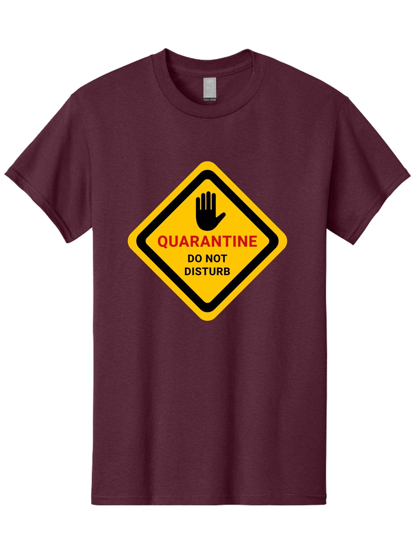 Quarantine-Warning-Sign Men'S Graphic Tee, 100% Cotton, Comfortable Casual Summer Wear, Machine Washable, Quarantine Sign, Warning Sign, Do Not Disturb, Hand Gesture, Caution Sign, Health Alert, Isolation Notice, Pandemic Warning Aab915 5