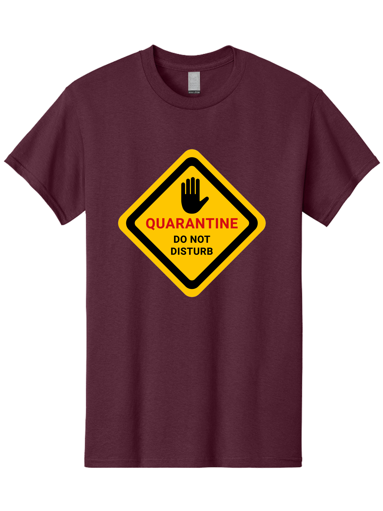 Quarantine-Warning-Sign Men'S Graphic Tee, 100% Cotton, Comfortable Casual Summer Wear, Machine Washable, Quarantine Sign, Warning Sign, Do Not Disturb, Hand Gesture, Caution Sign, Health Alert, Isolation Notice, Pandemic Warning Aab915 15
