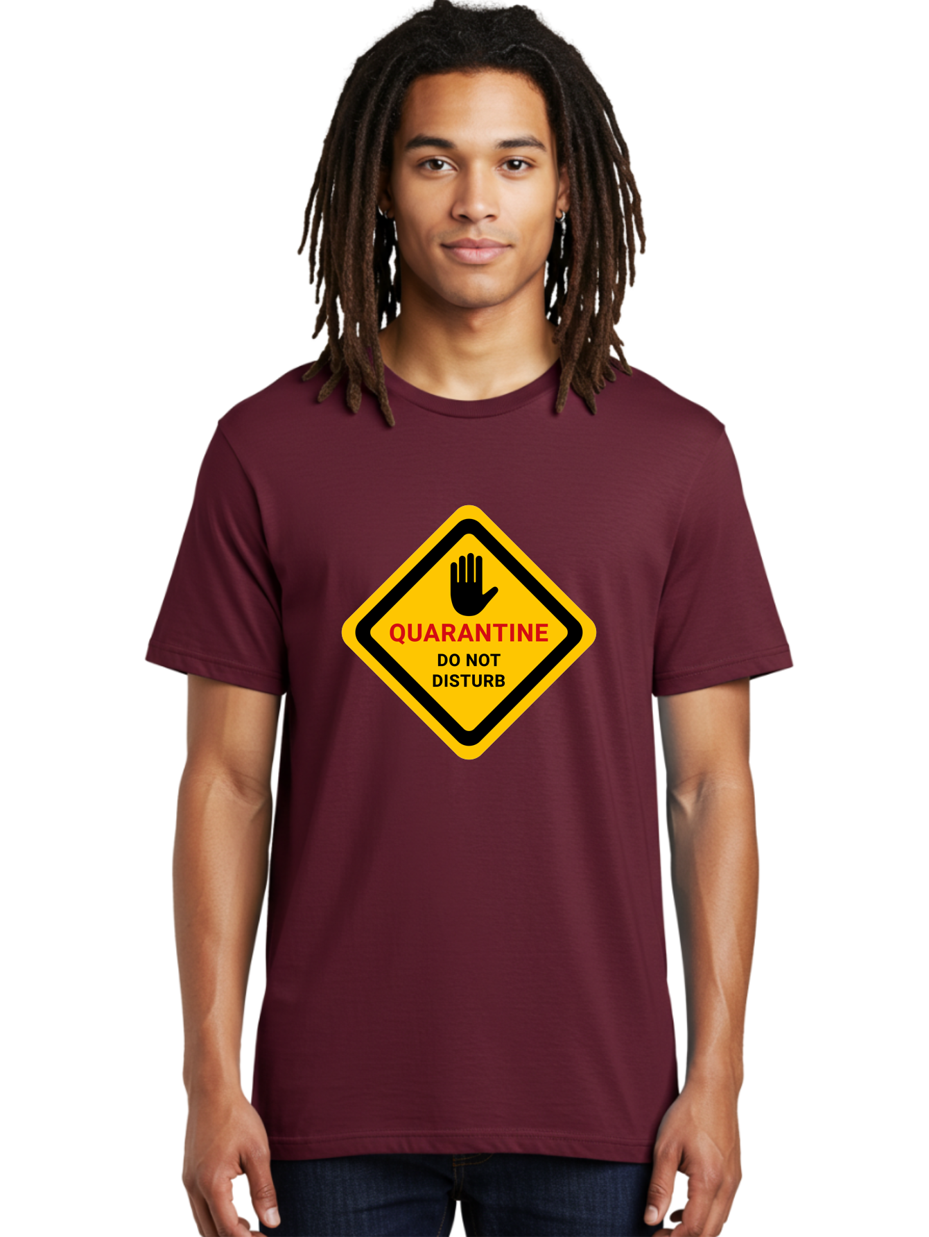 Quarantine-Warning-Sign Men'S Graphic Tee, 100% Cotton, Comfortable Casual Summer Wear, Machine Washable, Quarantine Sign, Warning Sign, Do Not Disturb, Hand Gesture, Caution Sign, Health Alert, Isolation Notice, Pandemic Warning Aab915 16