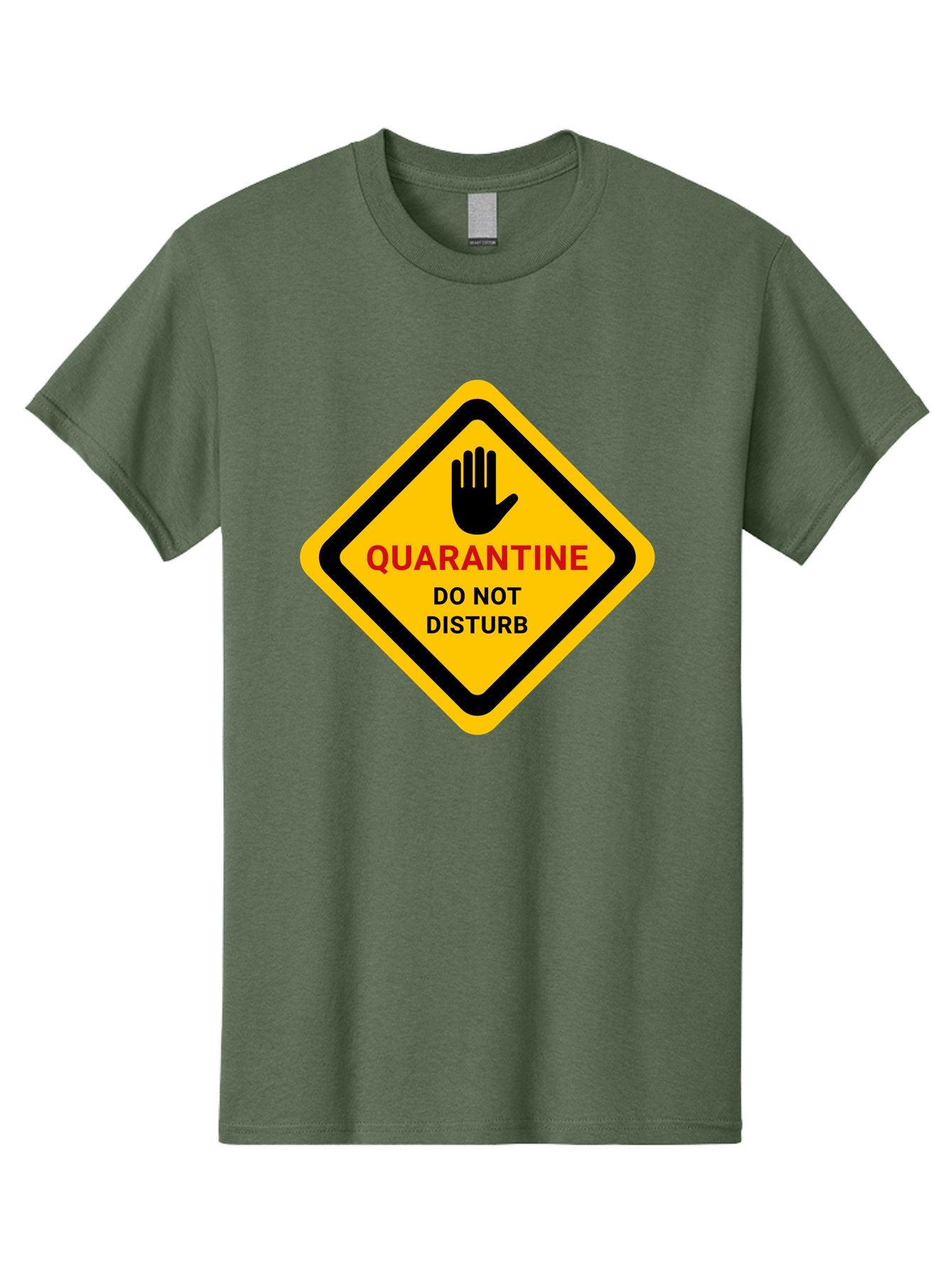Quarantine-Warning-Sign Men'S Graphic Tee, 100% Cotton, Comfortable Casual Summer Wear, Machine Washable, Quarantine Sign, Warning Sign, Do Not Disturb, Hand Gesture, Caution Sign, Health Alert, Isolation Notice, Pandemic Warning Aab915 9