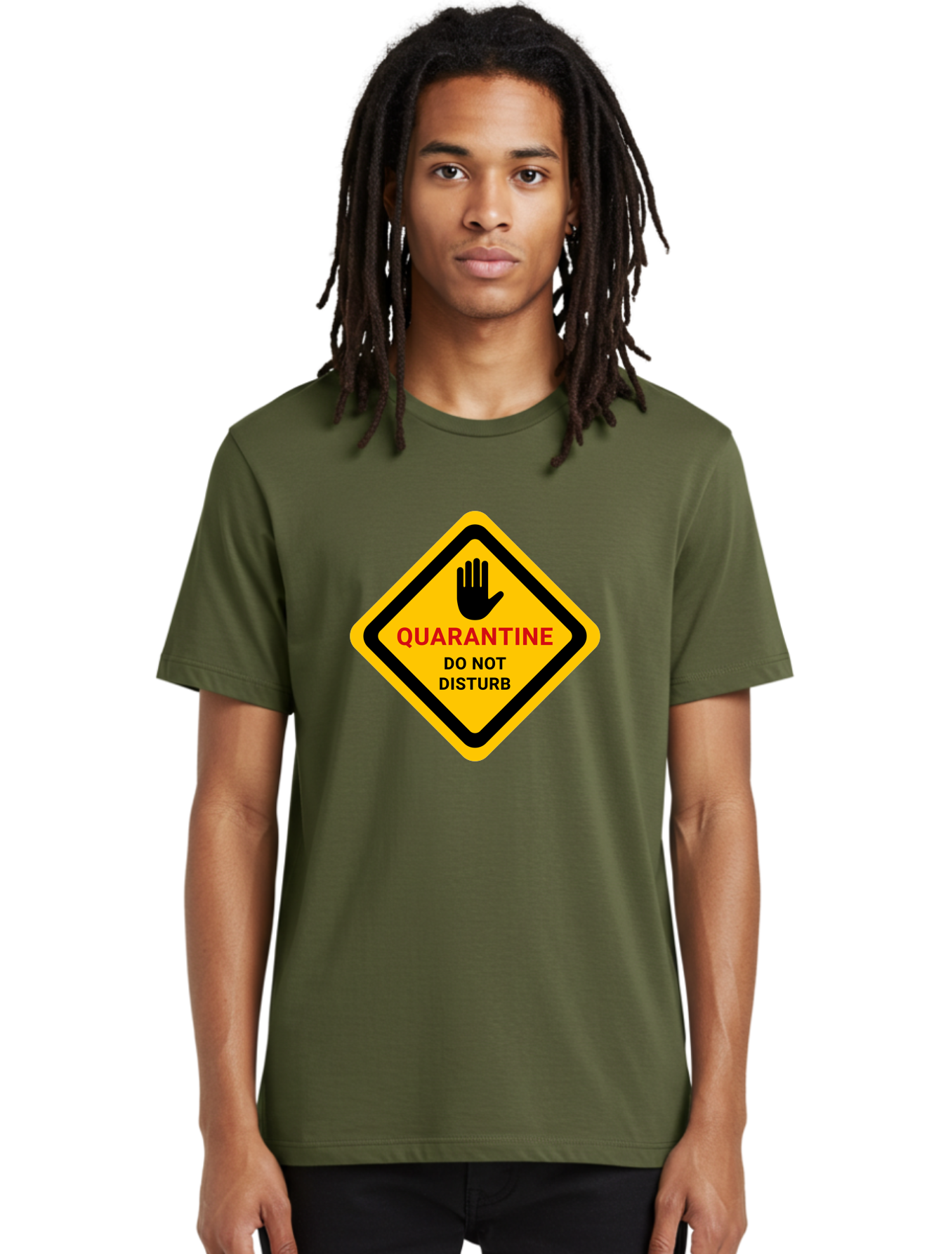 Quarantine-Warning-Sign Men'S Graphic Tee, 100% Cotton, Comfortable Casual Summer Wear, Machine Washable, Quarantine Sign, Warning Sign, Do Not Disturb, Hand Gesture, Caution Sign, Health Alert, Isolation Notice, Pandemic Warning Aab915 10