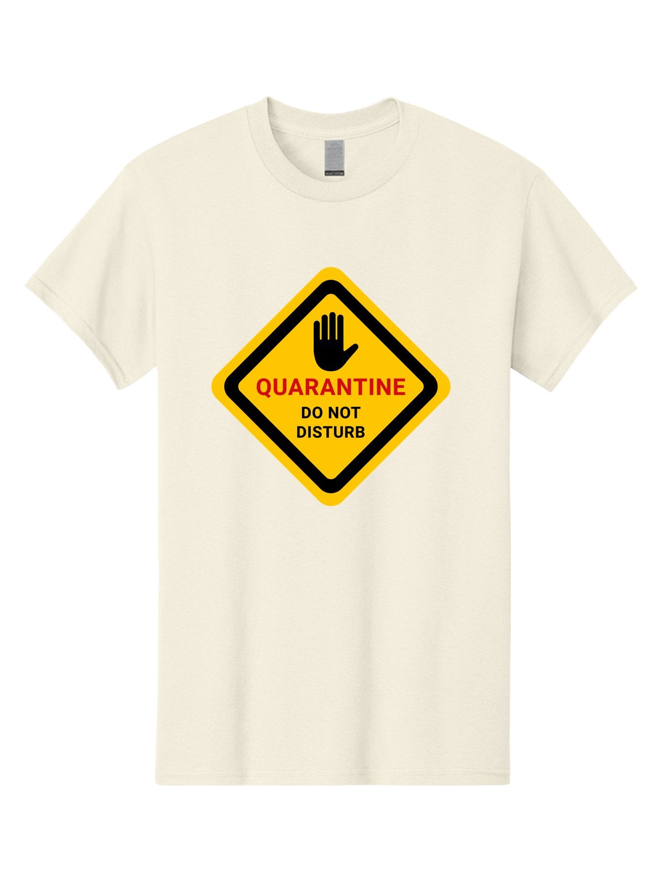 Quarantine-Warning-Sign Men'S Graphic Tee, 100% Cotton, Comfortable Casual Summer Wear, Machine Washable, Quarantine Sign, Warning Sign, Do Not Disturb, Hand Gesture, Caution Sign, Health Alert, Isolation Notice, Pandemic Warning Aab915 15