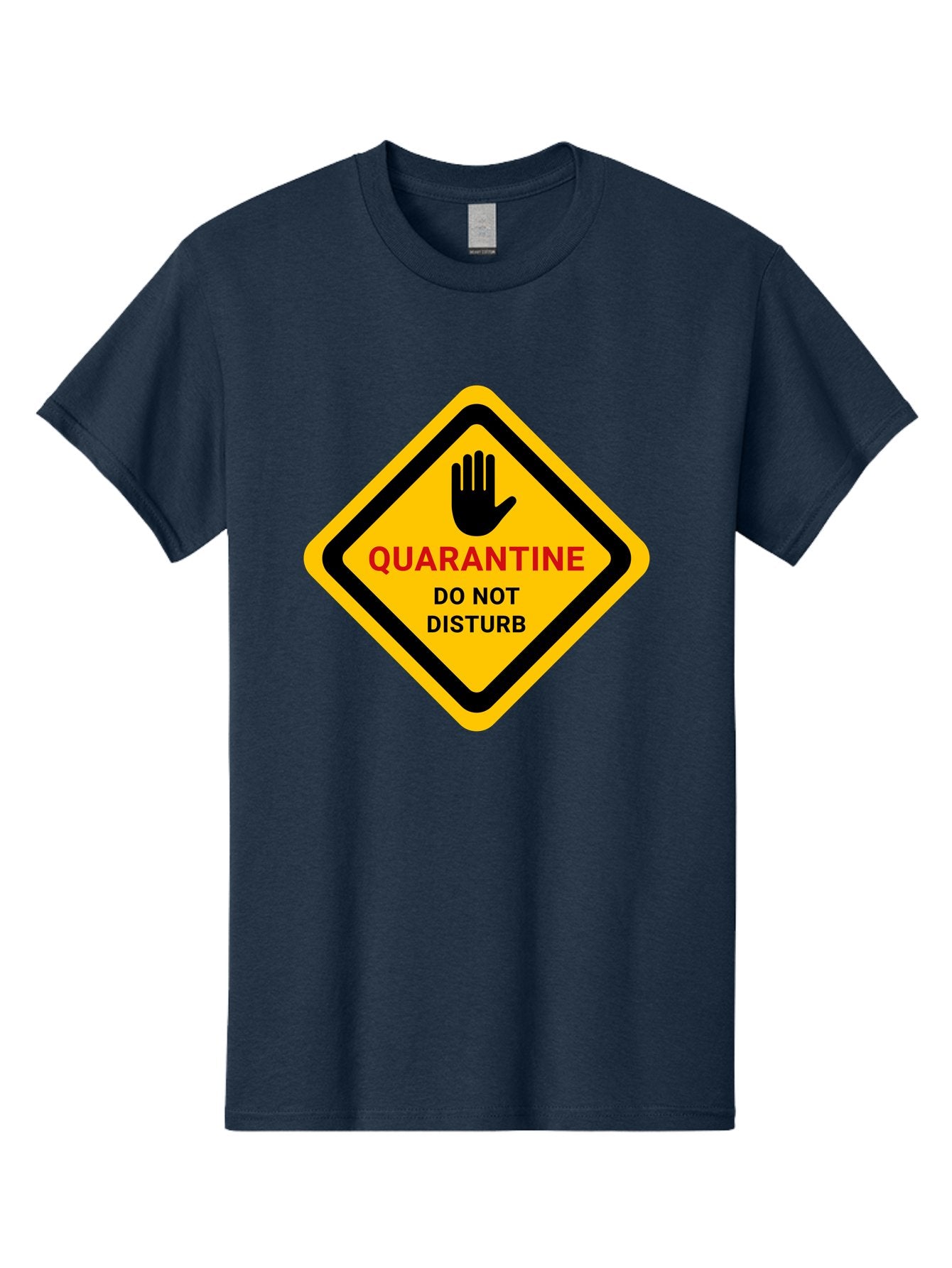 Quarantine-Warning-Sign Men'S Graphic Tee, 100% Cotton, Comfortable Casual Summer Wear, Machine Washable, Quarantine Sign, Warning Sign, Do Not Disturb, Hand Gesture, Caution Sign, Health Alert, Isolation Notice, Pandemic Warning Aab915 7