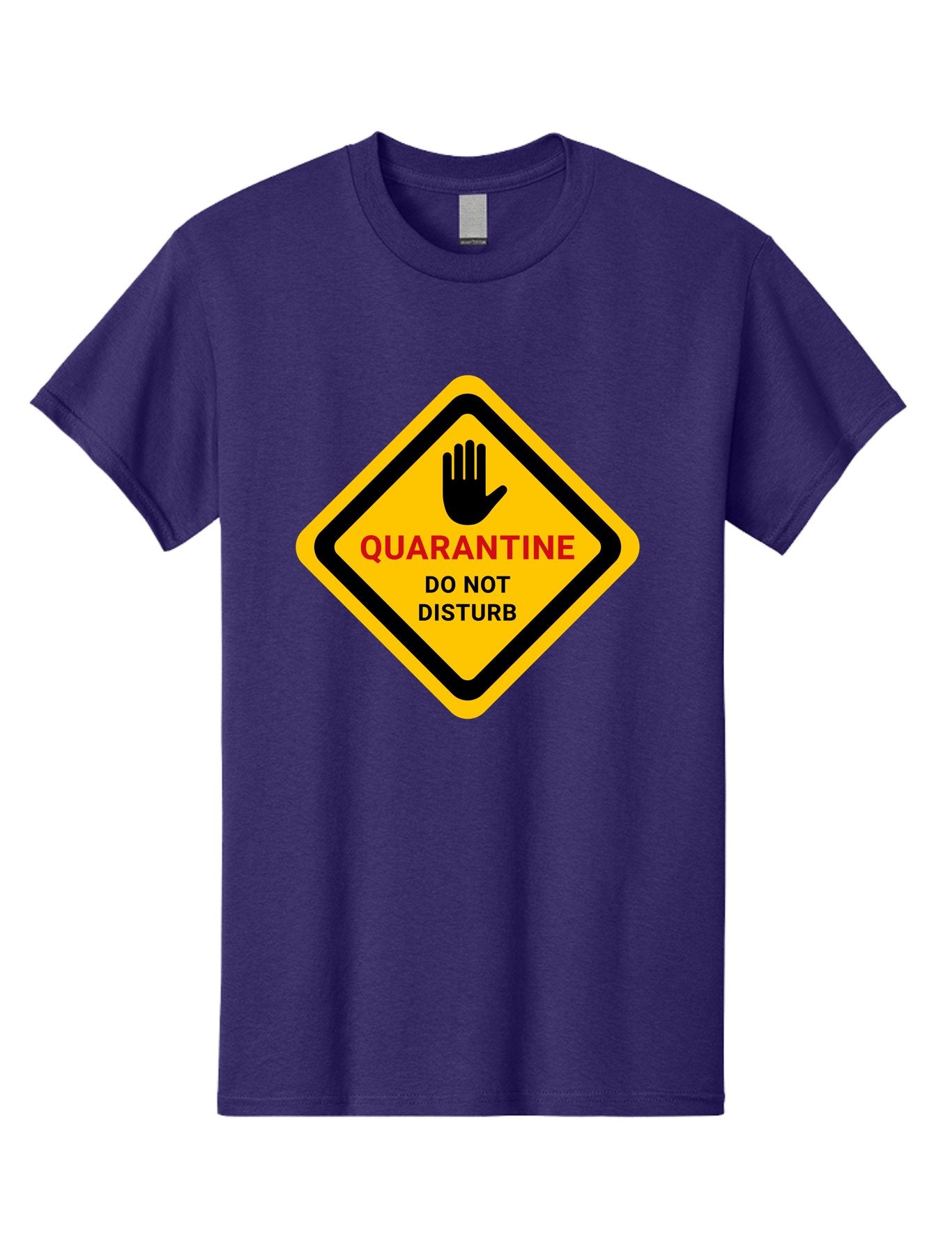 Quarantine-Warning-Sign Men'S Graphic Tee, 100% Cotton, Comfortable Casual Summer Wear, Machine Washable, Quarantine Sign, Warning Sign, Do Not Disturb, Hand Gesture, Caution Sign, Health Alert, Isolation Notice, Pandemic Warning Aab915 14