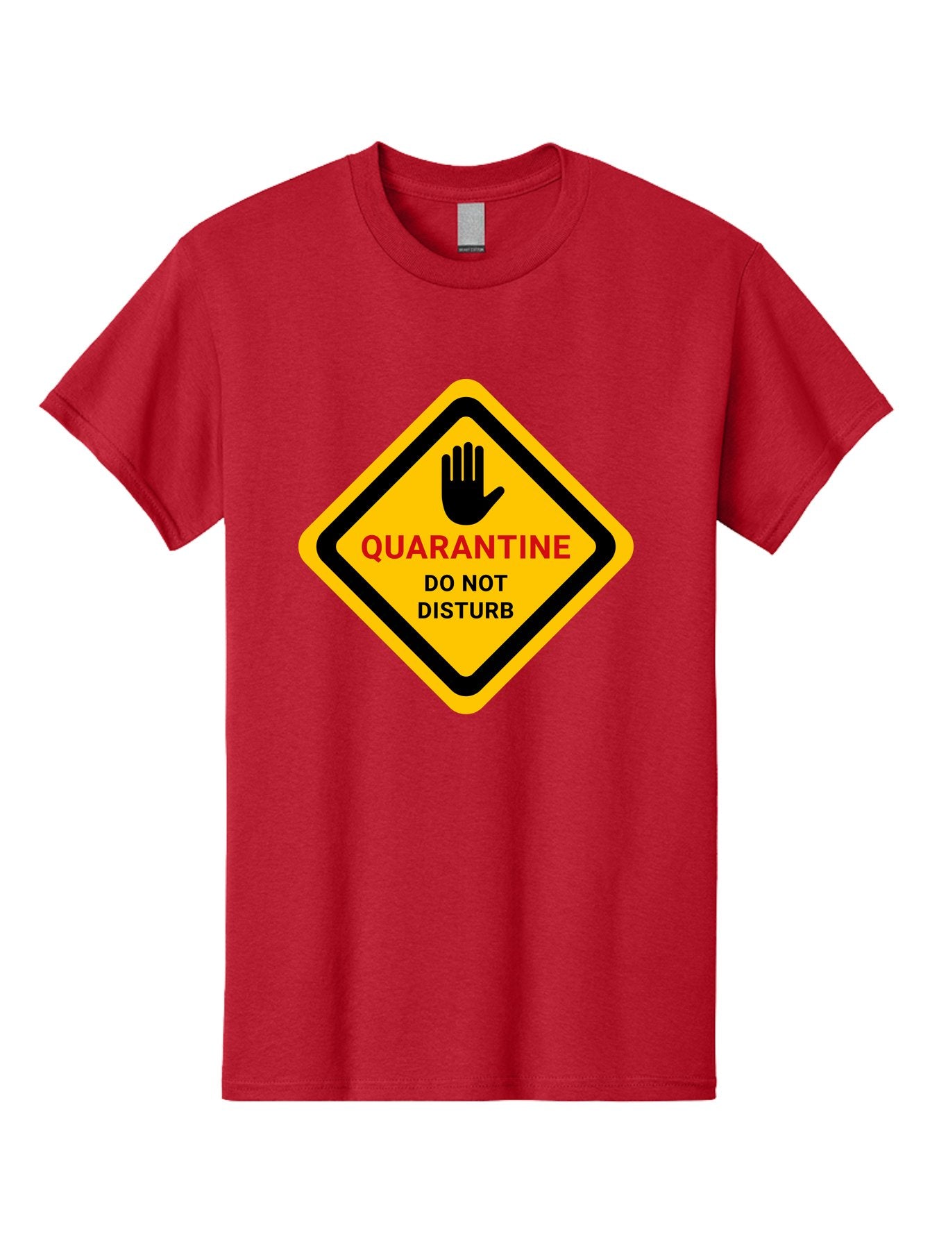 Quarantine-Warning-Sign Men'S Graphic Tee, 100% Cotton, Comfortable Casual Summer Wear, Machine Washable, Quarantine Sign, Warning Sign, Do Not Disturb, Hand Gesture, Caution Sign, Health Alert, Isolation Notice, Pandemic Warning Aab915 8