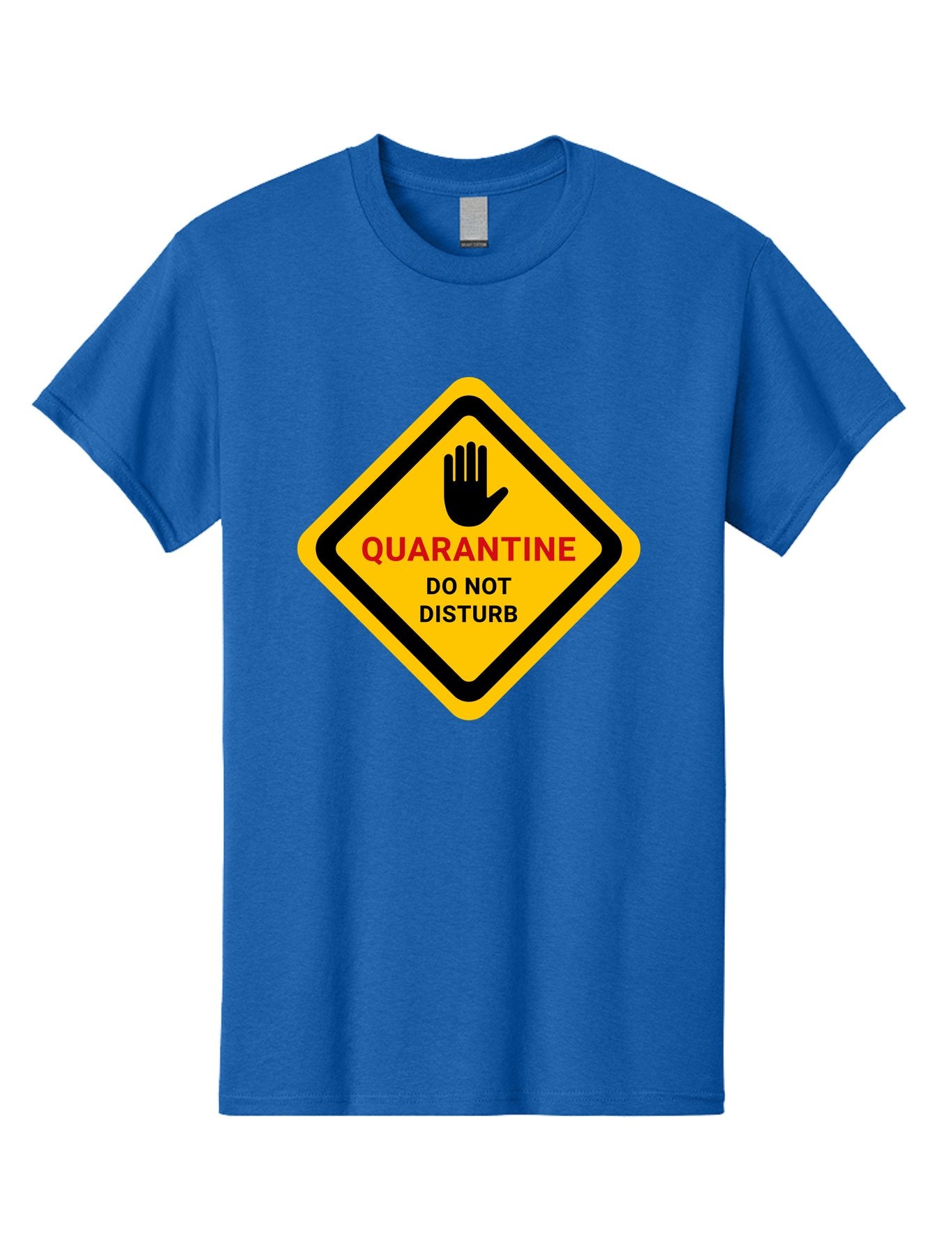 Quarantine-Warning-Sign Men'S Graphic Tee, 100% Cotton, Comfortable Casual Summer Wear, Machine Washable, Quarantine Sign, Warning Sign, Do Not Disturb, Hand Gesture, Caution Sign, Health Alert, Isolation Notice, Pandemic Warning Aab915