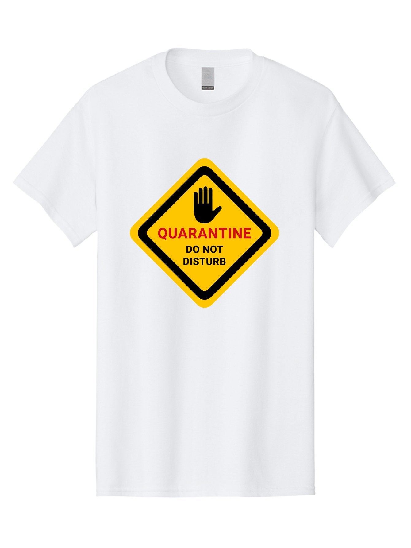 Quarantine-Warning-Sign Men'S Graphic Tee, 100% Cotton, Comfortable Casual Summer Wear, Machine Washable, Quarantine Sign, Warning Sign, Do Not Disturb, Hand Gesture, Caution Sign, Health Alert, Isolation Notice, Pandemic Warning Aab915 12