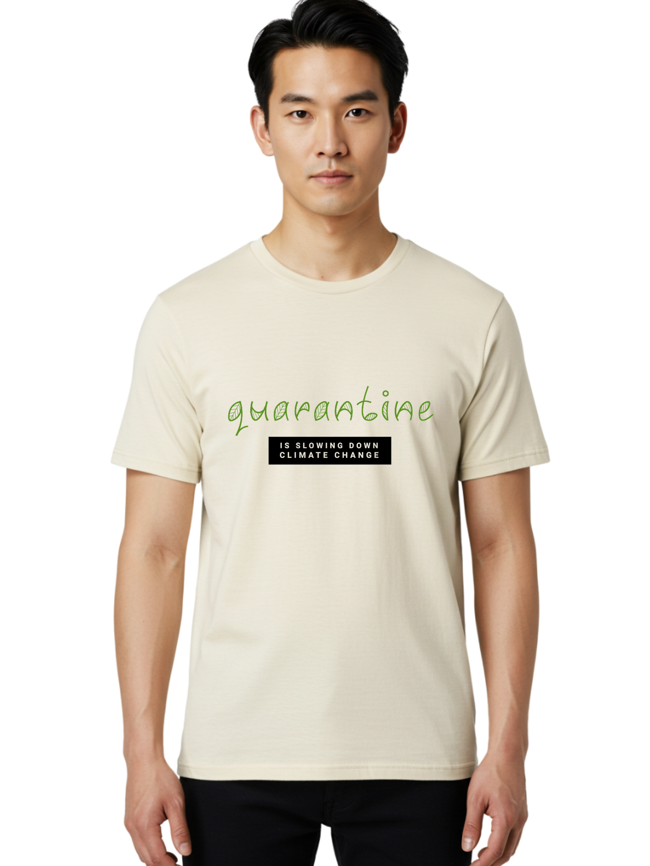 Quarantine Men'S Graphic Tee, 100% Cotton, Comfortable Casual Summer Wear, Machine Washable, Quarantine, Climate Change, Slowing Down, Environmental Impact, Global Lockdown, Sustainability, Eco-Friendly, Green Initiative, Pandemic Effect Aab917