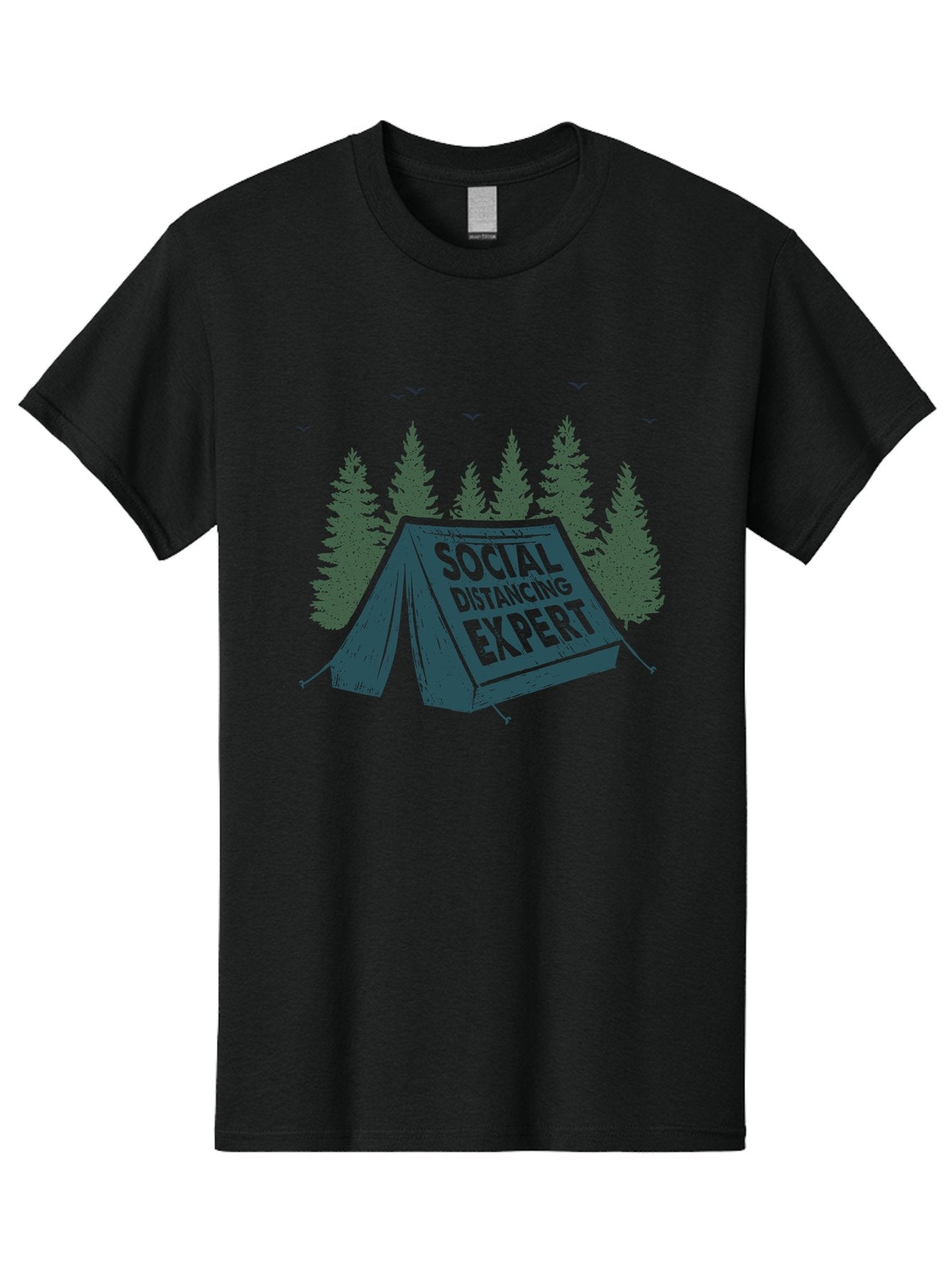 Social-Distancing-Expert-1 Men'S Graphic Tee, 100% Cotton, Comfortable Casual Summer Wear, Machine Washable, Camping Tent, Social Distancing Expert, Wilderness Adventure, Outdoor Recreation, Coronavirus Safety, Camping Humor, Tent Camping, Aab918 8
