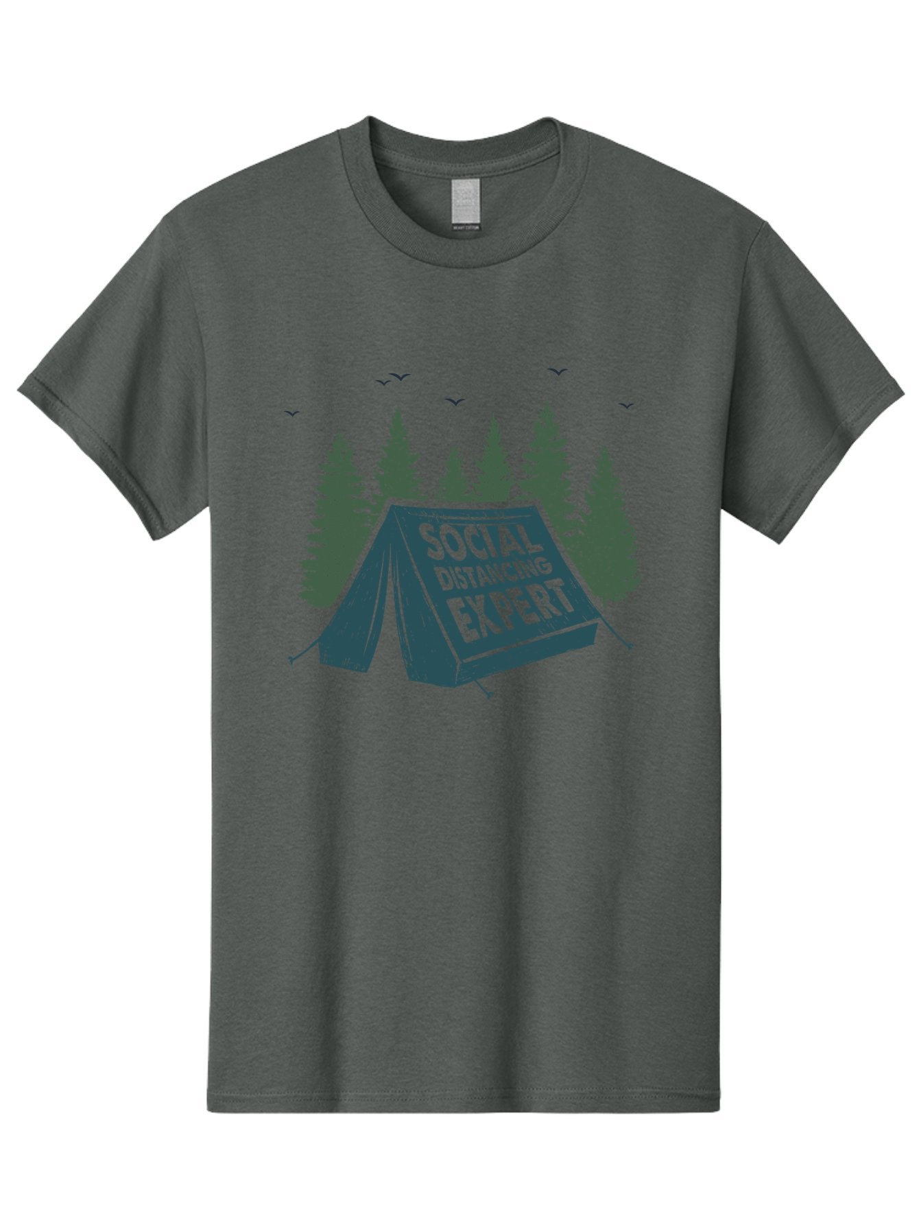 Social-Distancing-Expert-1 Men'S Graphic Tee, 100% Cotton, Comfortable Casual Summer Wear, Machine Washable, Camping Tent, Social Distancing Expert, Wilderness Adventure, Outdoor Recreation, Coronavirus Safety, Camping Humor, Tent Camping, Aab918 7