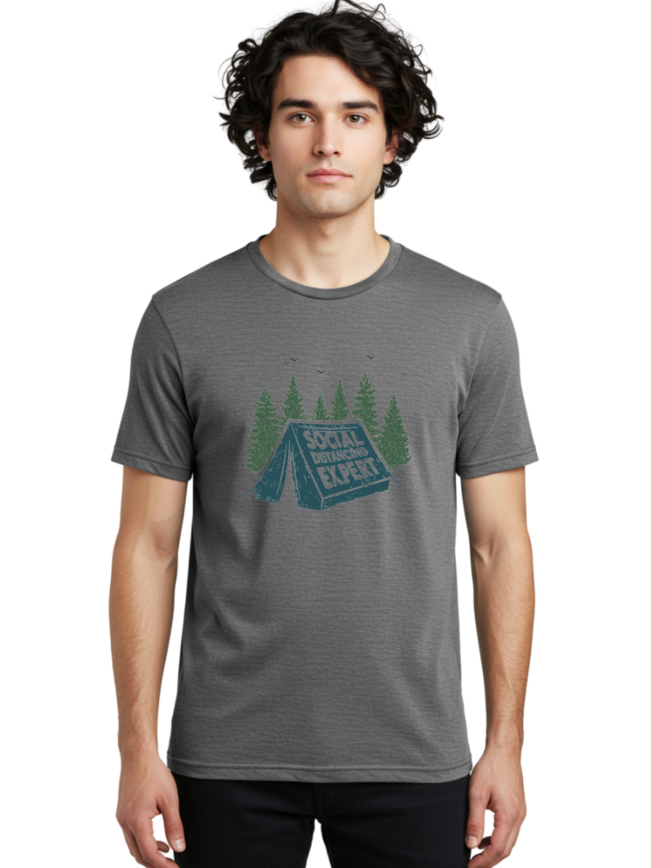 Social-Distancing-Expert-1 Men'S Graphic Tee, 100% Cotton, Comfortable Casual Summer Wear, Machine Washable, Camping Tent, Social Distancing Expert, Wilderness Adventure, Outdoor Recreation, Coronavirus Safety, Camping Humor, Tent Camping, Aab918 18