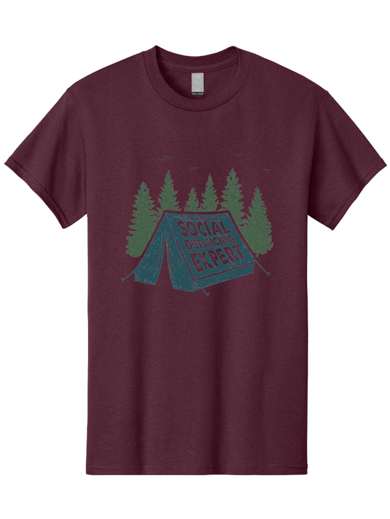 Social-Distancing-Expert-1 Men'S Graphic Tee, 100% Cotton, Comfortable Casual Summer Wear, Machine Washable, Camping Tent, Social Distancing Expert, Wilderness Adventure, Outdoor Recreation, Coronavirus Safety, Camping Humor, Tent Camping, Aab918 19