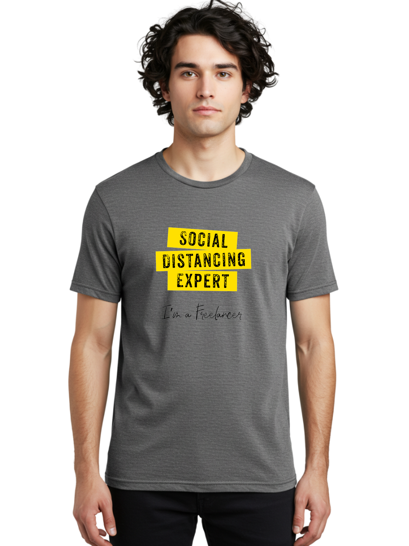 Social-Distancing-Expert Men'S Graphic Tee, 100% Cotton, Comfortable Casual Summer Wear, Machine Washable, Freelancer, Social Distancing Expert, Remote Work, Independent Professional, Flexible Career, Self-Employed, Covid-19, Pandemic Response Aab919 22
