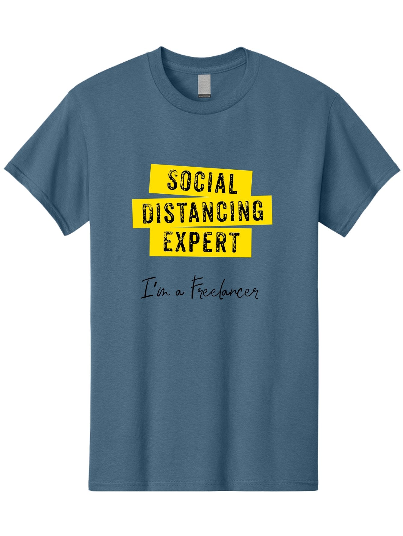 Social-Distancing-Expert Men'S Graphic Tee, 100% Cotton, Comfortable Casual Summer Wear, Machine Washable, Freelancer, Social Distancing Expert, Remote Work, Independent Professional, Flexible Career, Self-Employed, Covid-19, Pandemic Response Aab919 4