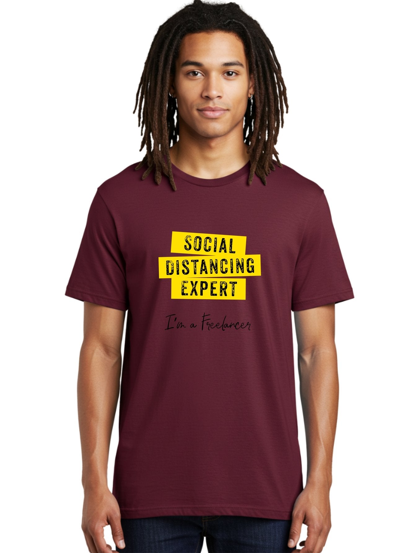 Social-Distancing-Expert Men'S Graphic Tee, 100% Cotton, Comfortable Casual Summer Wear, Machine Washable, Freelancer, Social Distancing Expert, Remote Work, Independent Professional, Flexible Career, Self-Employed, Covid-19, Pandemic Response Aab919 17