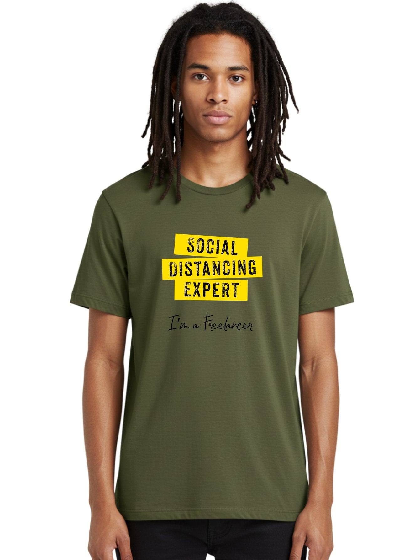 Social-Distancing-Expert Men'S Graphic Tee, 100% Cotton, Comfortable Casual Summer Wear, Machine Washable, Freelancer, Social Distancing Expert, Remote Work, Independent Professional, Flexible Career, Self-Employed, Covid-19, Pandemic Response Aab919 26