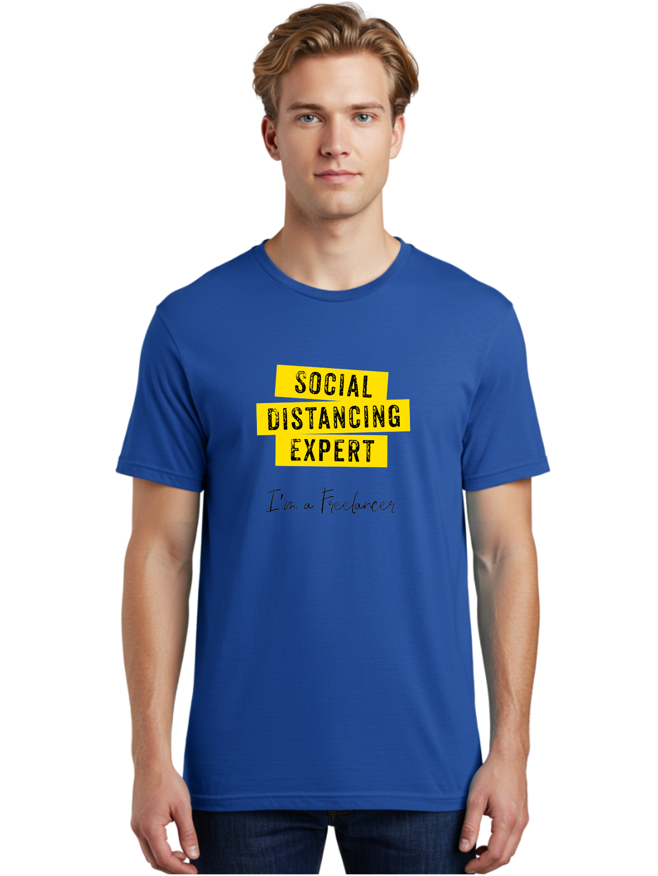 Social-Distancing-Expert Men'S Graphic Tee, 100% Cotton, Comfortable Casual Summer Wear, Machine Washable, Freelancer, Social Distancing Expert, Remote Work, Independent Professional, Flexible Career, Self-Employed, Covid-19, Pandemic Response Aab919 20