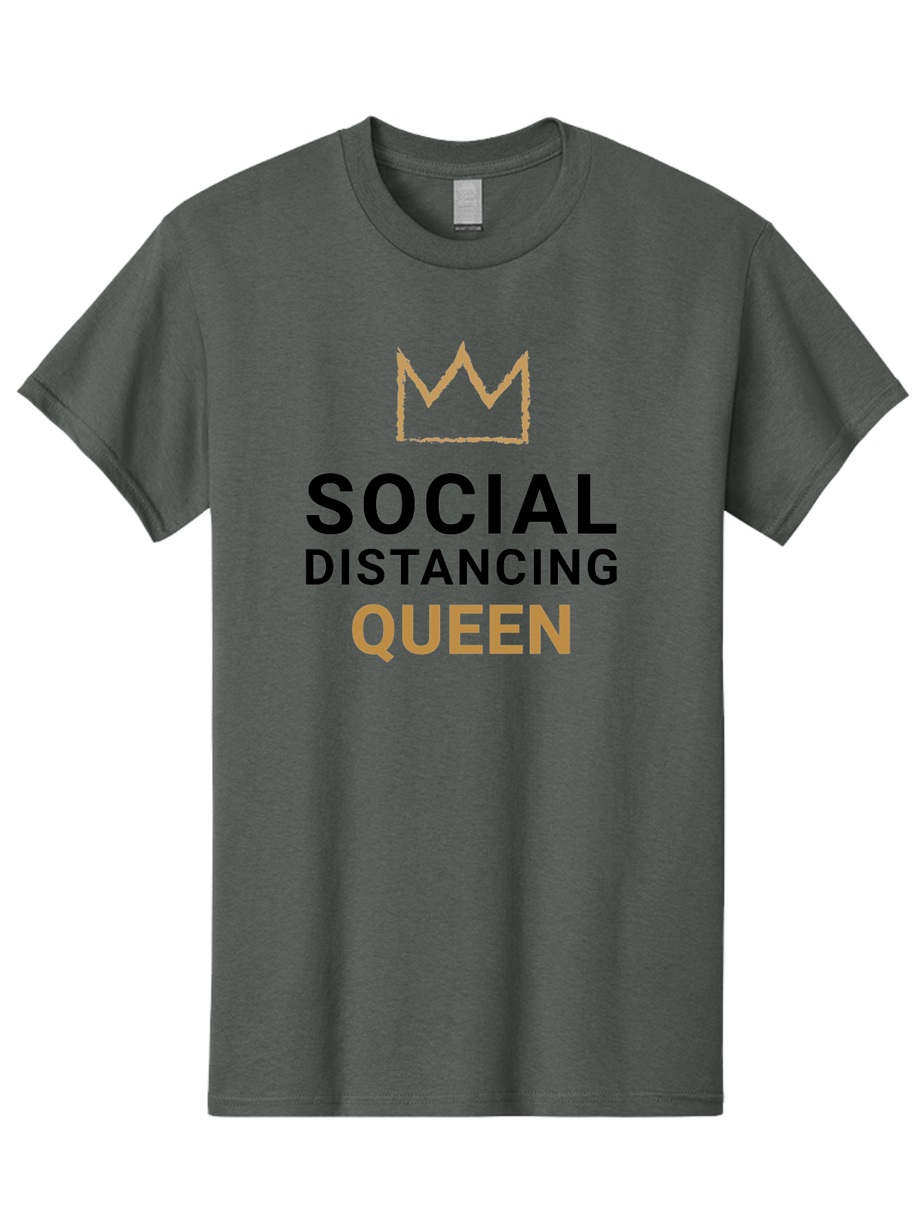 Social-Distancing-Queen Men'S Graphic Tee, 100% Cotton, Comfortable Casual Summer Wear, Machine Washable, Social Distancing Queen, Covid-19 Awareness, Pandemic Humor, Royal Treatment, Safe Distance, Coronavirus Protection, Crown Symbol Aab920 3