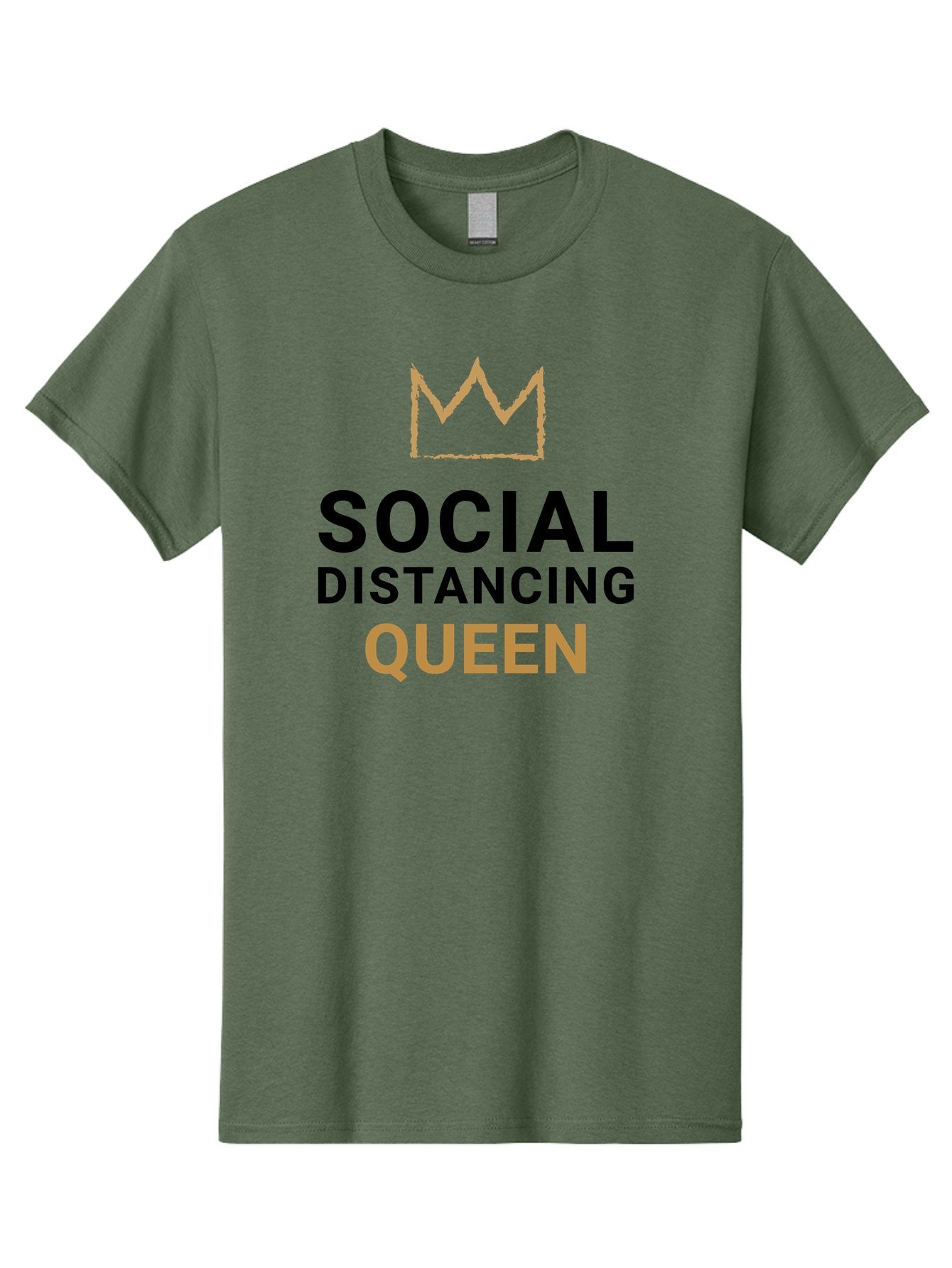 Social-Distancing-Queen Men'S Graphic Tee, 100% Cotton, Comfortable Casual Summer Wear, Machine Washable, Social Distancing Queen, Covid-19 Awareness, Pandemic Humor, Royal Treatment, Safe Distance, Coronavirus Protection, Crown Symbol Aab920 3