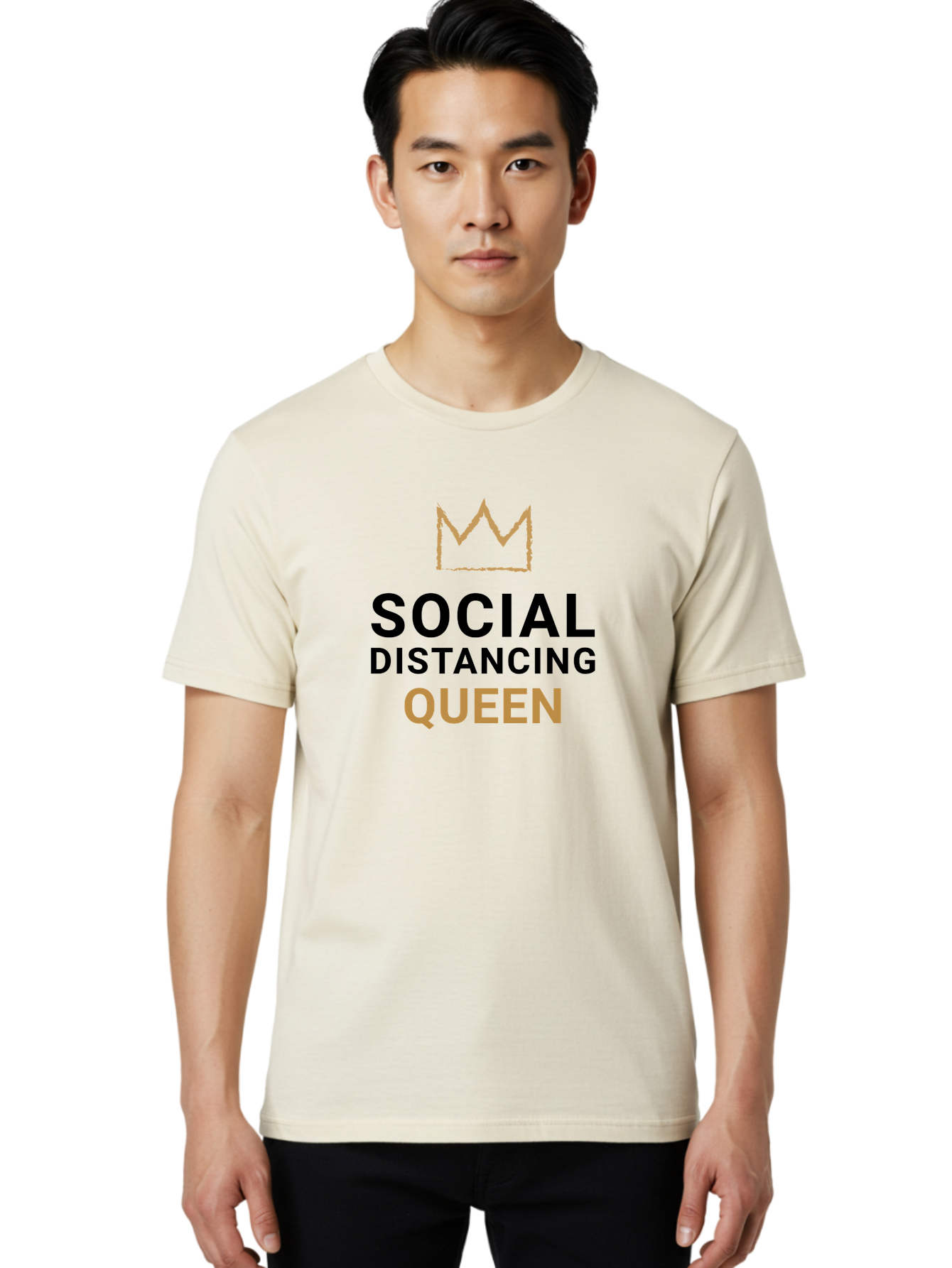 Social-Distancing-Queen Men'S Graphic Tee, 100% Cotton, Comfortable Casual Summer Wear, Machine Washable, Social Distancing Queen, Covid-19 Awareness, Pandemic Humor, Royal Treatment, Safe Distance, Coronavirus Protection, Crown Symbol Aab920 22