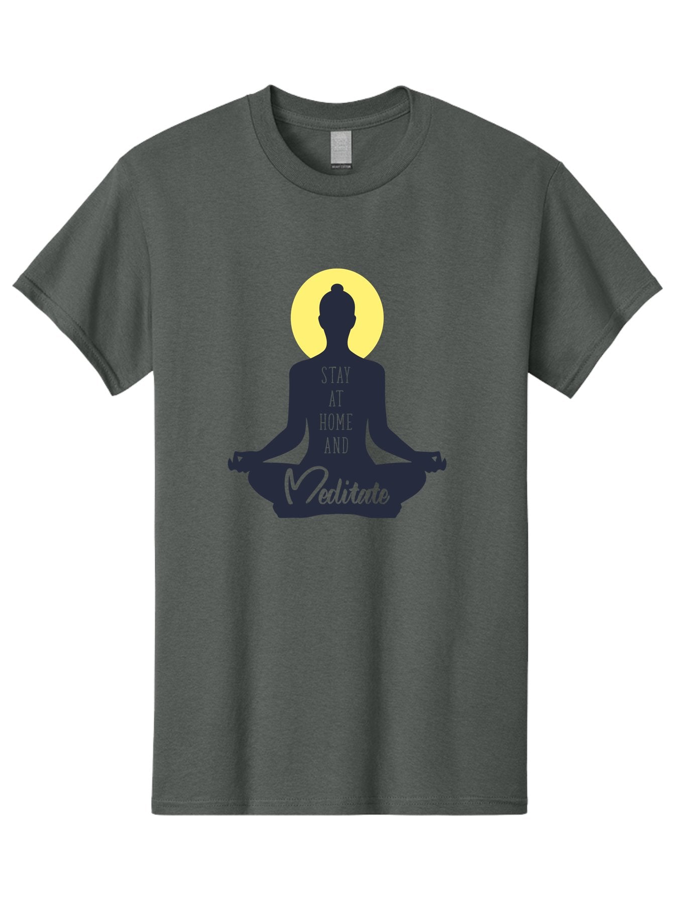 Stay-At-Home-And-Meditate Men'S Graphic Tee, 100% Cotton, Comfortable Casual Summer Wear, Machine Washable, Meditation Practice, Yoga Pose, Mindfulness, Inner Peace, Relaxation, Staying Home, Calm Atmosphere, Lotus Position, Serene Mood, Aab921 14