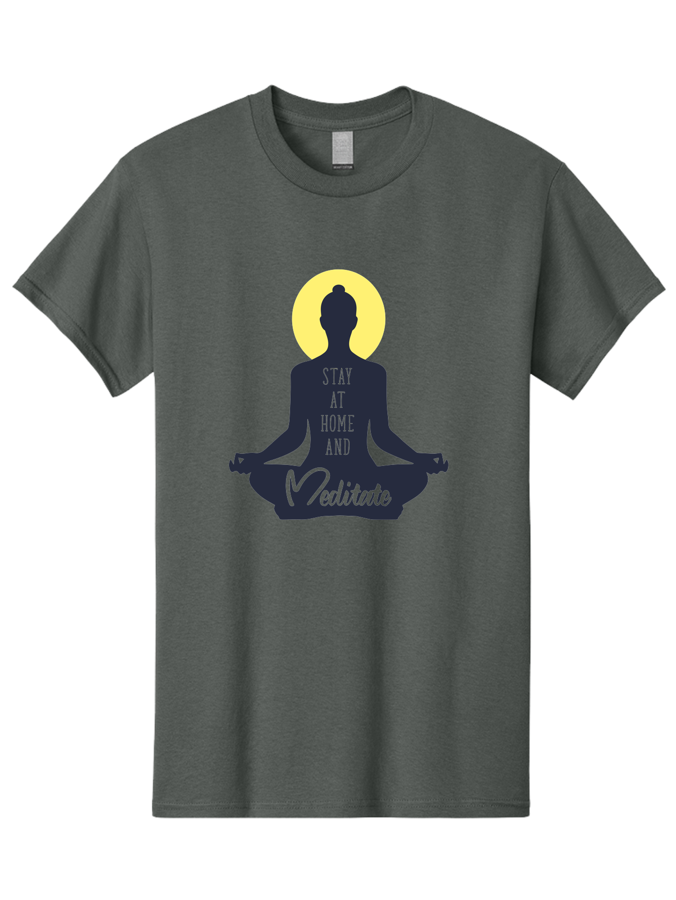 Stay-At-Home-And-Meditate Men'S Graphic Tee, 100% Cotton, Comfortable Casual Summer Wear, Machine Washable, Meditation Practice, Yoga Pose, Mindfulness, Inner Peace, Relaxation, Staying Home, Calm Atmosphere, Lotus Position, Serene Mood, Aab921 3