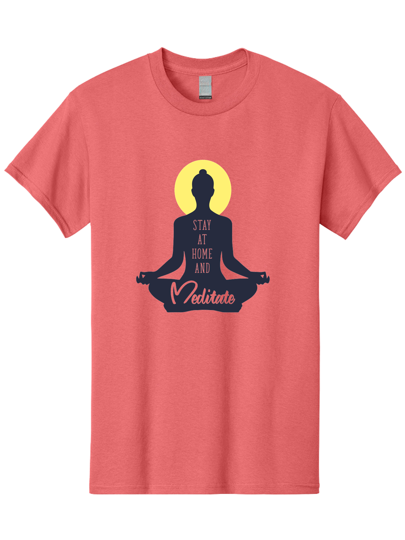 Stay-At-Home-And-Meditate Men'S Graphic Tee, 100% Cotton, Comfortable Casual Summer Wear, Machine Washable, Meditation Practice, Yoga Pose, Mindfulness, Inner Peace, Relaxation, Staying Home, Calm Atmosphere, Lotus Position, Serene Mood, Aab921 5