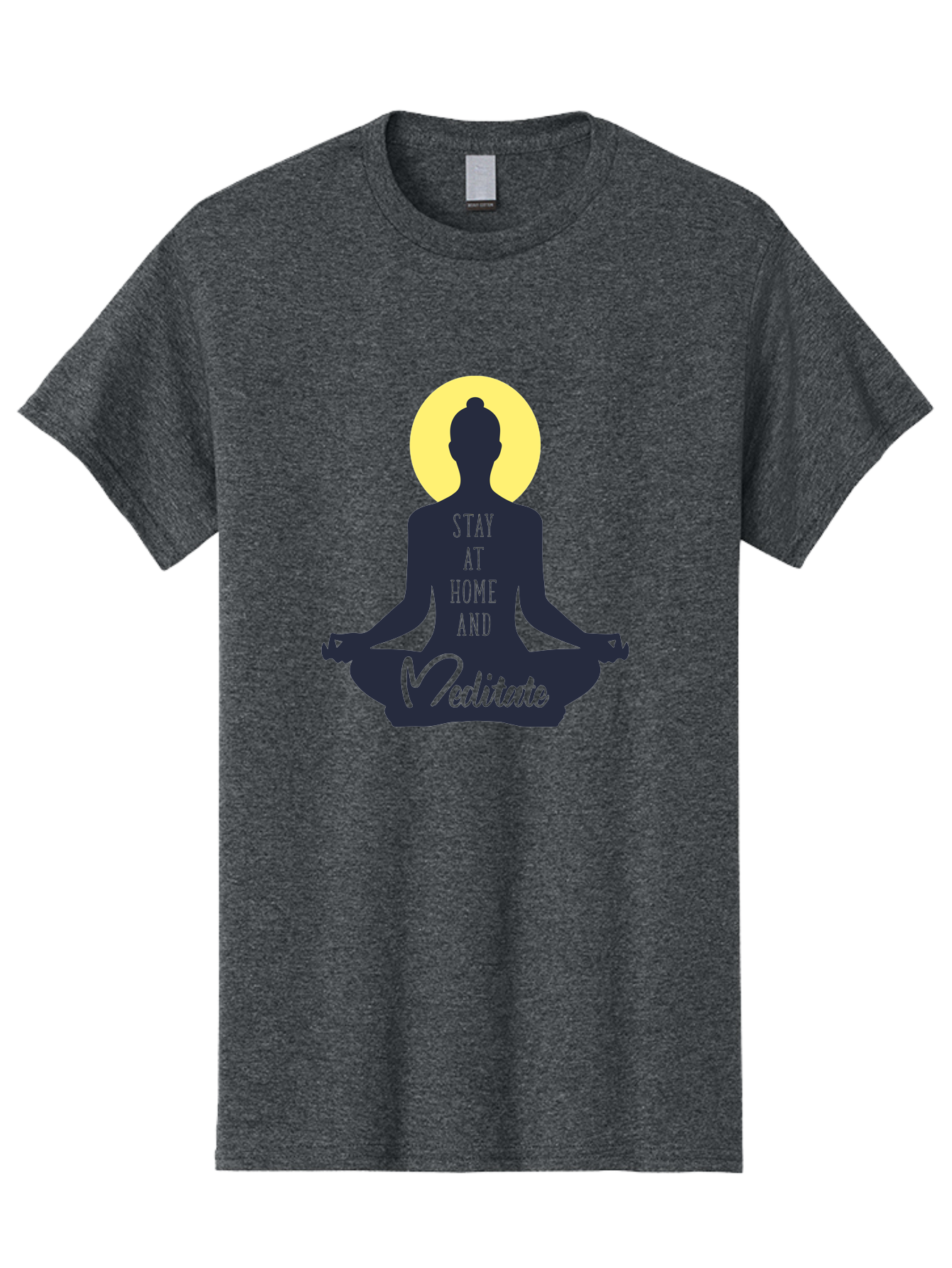 Stay-At-Home-And-Meditate Men'S Graphic Tee, 100% Cotton, Comfortable Casual Summer Wear, Machine Washable, Meditation Practice, Yoga Pose, Mindfulness, Inner Peace, Relaxation, Staying Home, Calm Atmosphere, Lotus Position, Serene Mood, Aab921 29