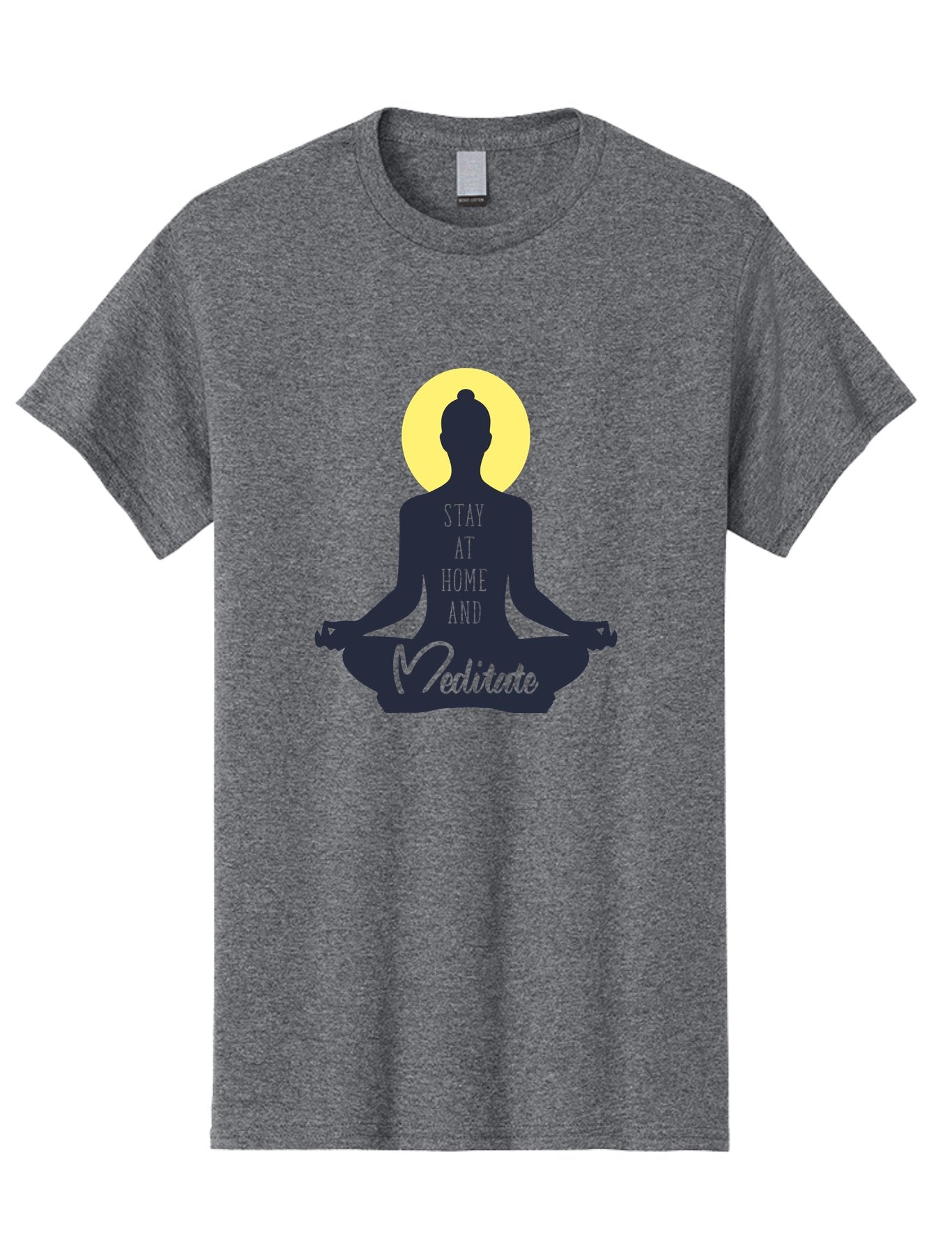 Stay-At-Home-And-Meditate Men'S Graphic Tee, 100% Cotton, Comfortable Casual Summer Wear, Machine Washable, Meditation Practice, Yoga Pose, Mindfulness, Inner Peace, Relaxation, Staying Home, Calm Atmosphere, Lotus Position, Serene Mood, Aab921 5