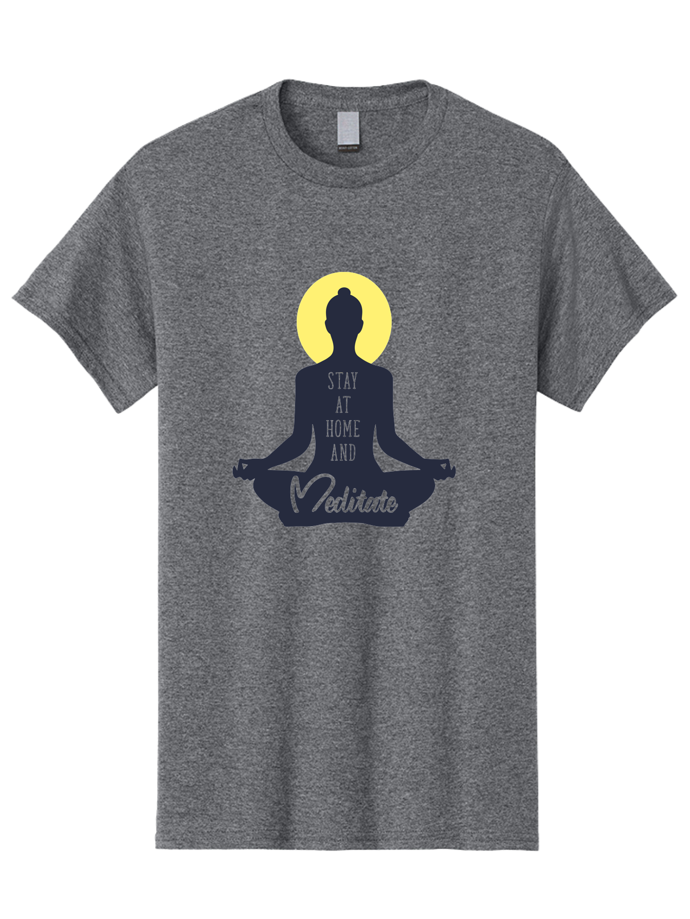 Stay-At-Home-And-Meditate Men'S Graphic Tee, 100% Cotton, Comfortable Casual Summer Wear, Machine Washable, Meditation Practice, Yoga Pose, Mindfulness, Inner Peace, Relaxation, Staying Home, Calm Atmosphere, Lotus Position, Serene Mood, Aab921 15